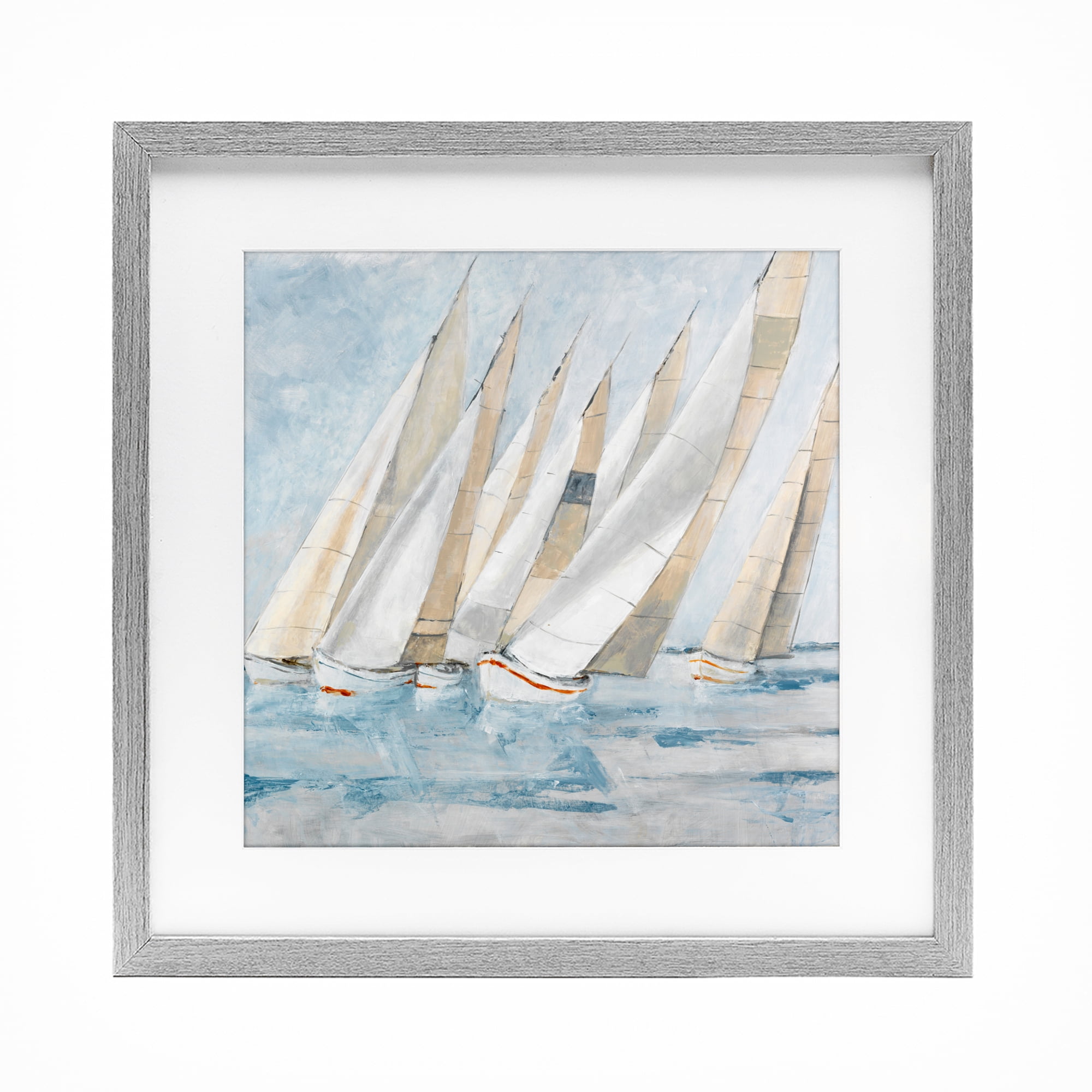 Stupell Industries Sailboat Regatta Coastal Scene Gray Framed Print Under Glass, design by Lorenzo Collective