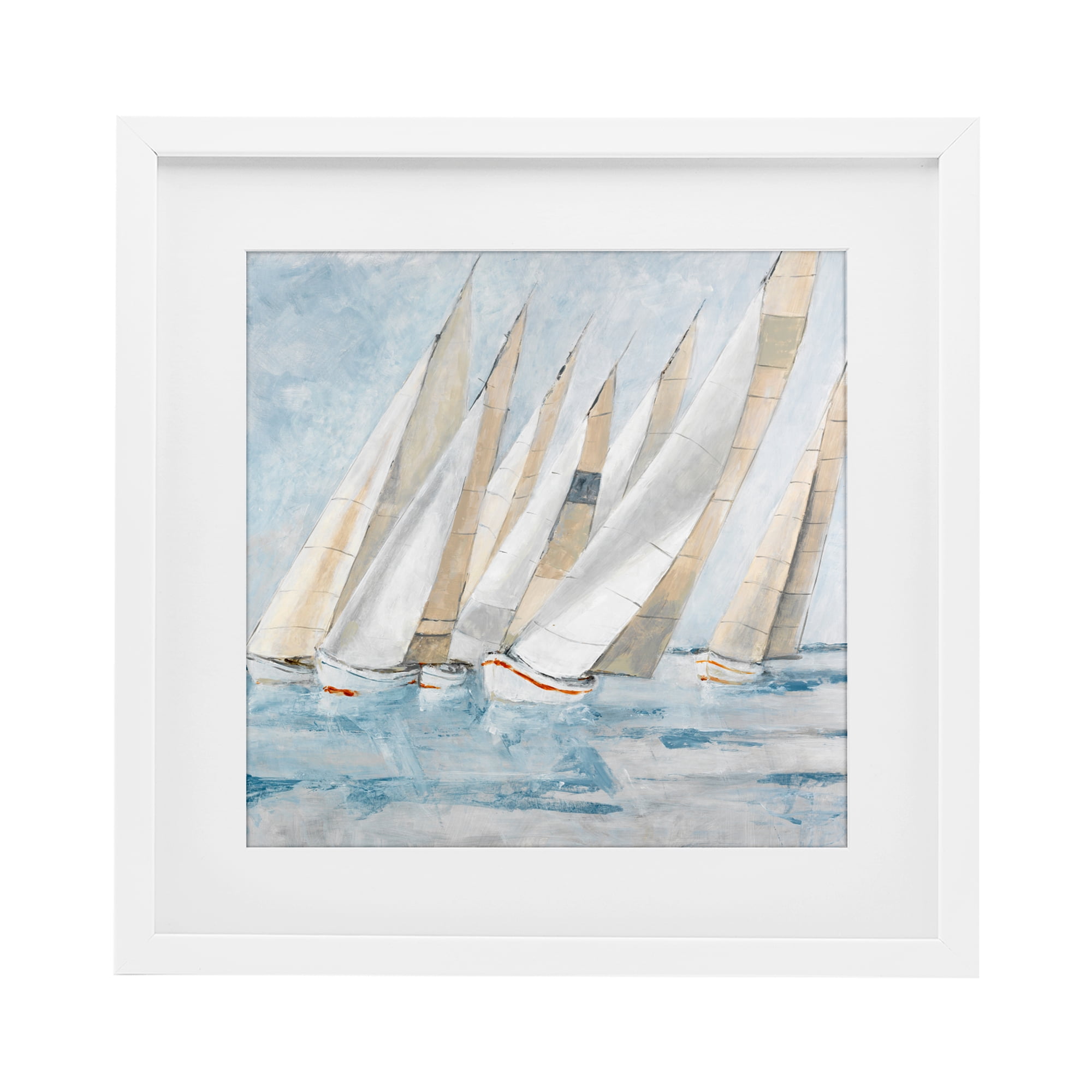 Stupell Industries Sailboat Regatta Coastal Scene White Framed Print Under Glass, design by Lorenzo Collective