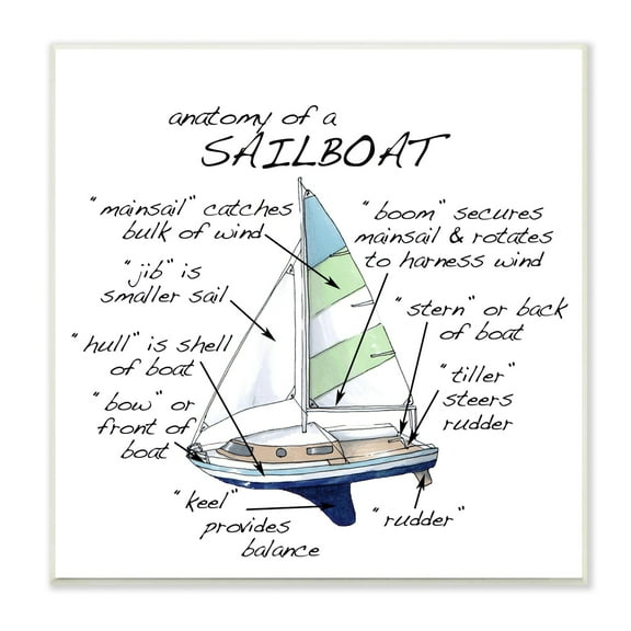 Stupell Industries Sailboat Structure Educational Watercraft Facts Chart Graphic Art Unframed Art Print Wall Art, Design by Dishique