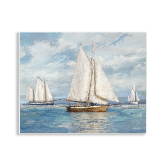 Stupell Industries Sailboat Trio Impression Nautical & Beach Painting Unframed Art Print Wall Art, 14 x 11