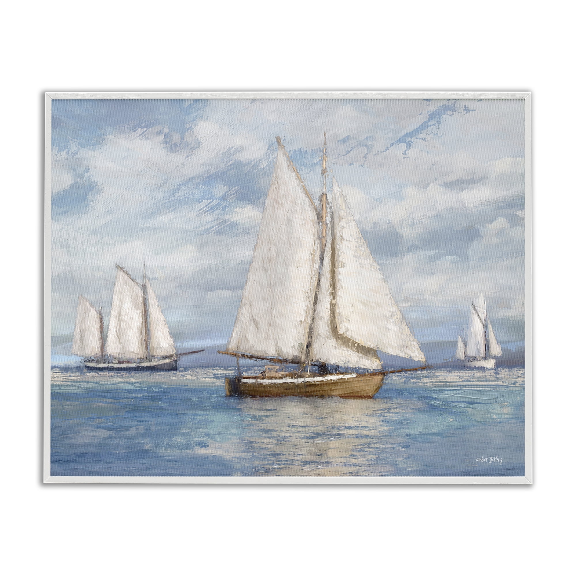 Stupell Industries Sailboat Trio Impression Nautical & Beach Painting ...