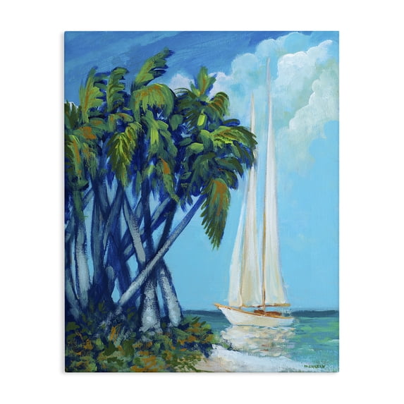 Stupell Industries Tropical Sailboat & Twisted Palms Canvas Art, 30 x 40, by Dan Meneely