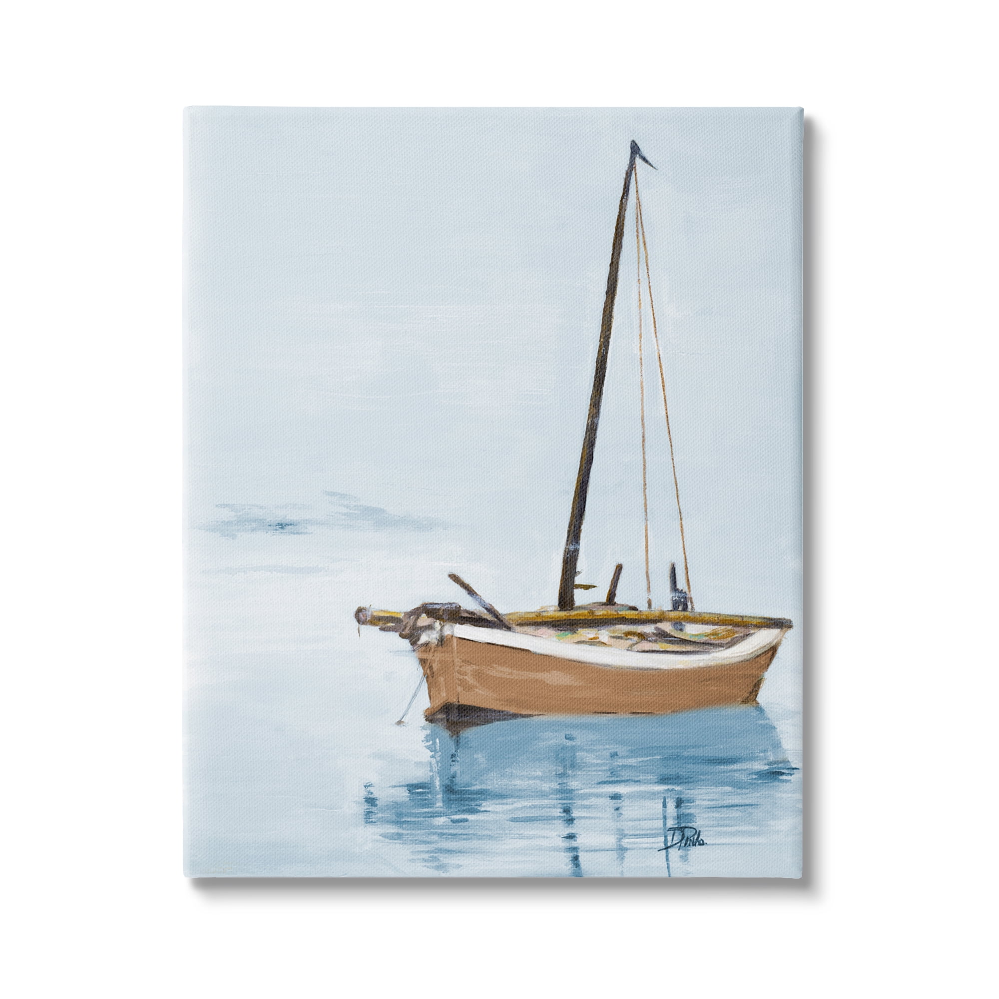 Stupell Industries Sailboat & Water Ripples Transportation Painting Gallery Wrapped Canvas Print Wall Art, 36 x 48