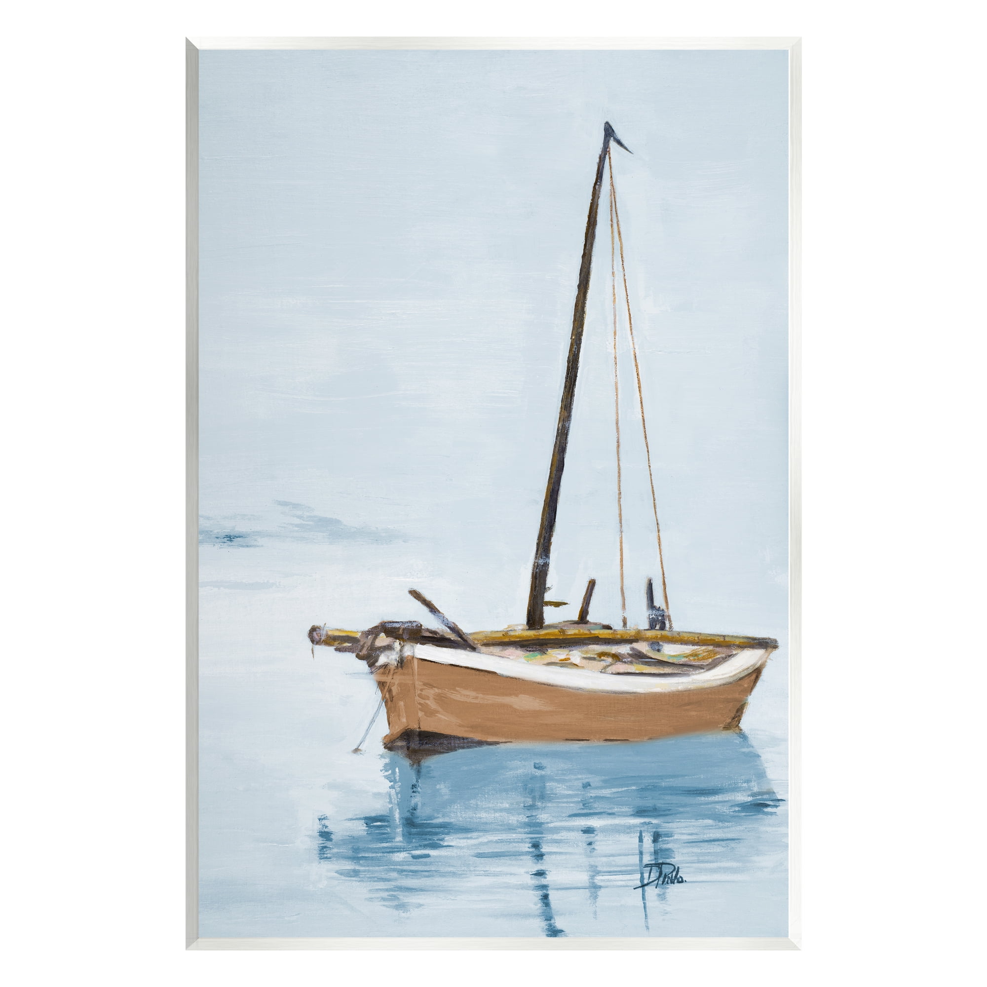 Stupell Industries Sailboat & Water Ripples Transportation Painting Unframed Art Print Wall Art, 10 x 15