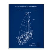 Stupell Industries Sailboat Watercraft Blue Patent Office Diagram Blueprint Wood Wall Art, 13 x 19, Design by Karl Hronek