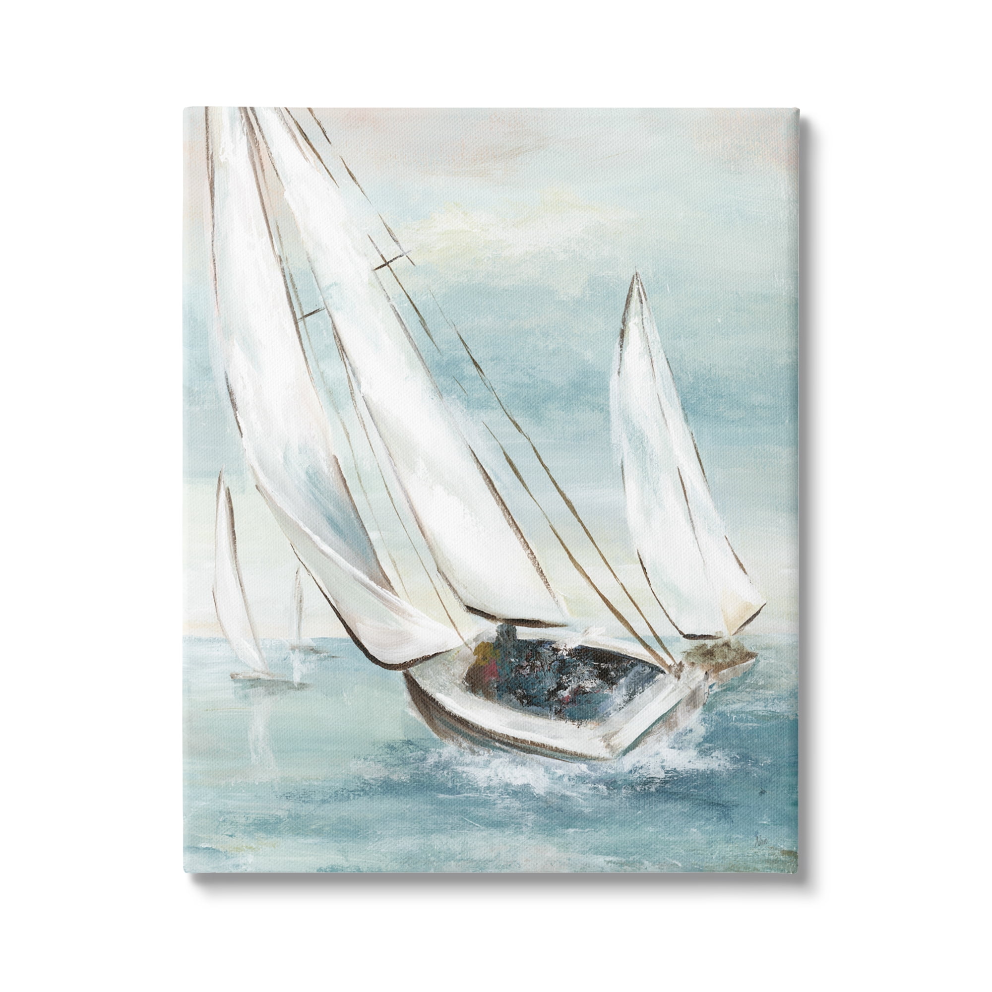 Ocean Waves Sailboat Canvas Wall Art, 16 x 20