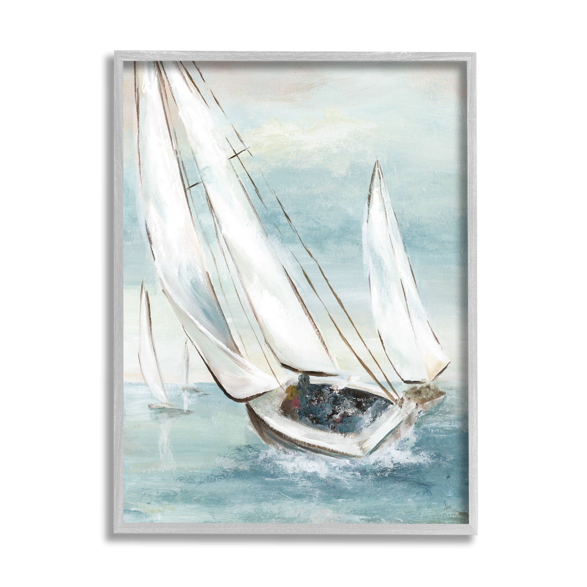 Stupell Industries Sailboat Watercraft Sailing Water Splashing Ocean Waves, 24 x 30, Design by Nan