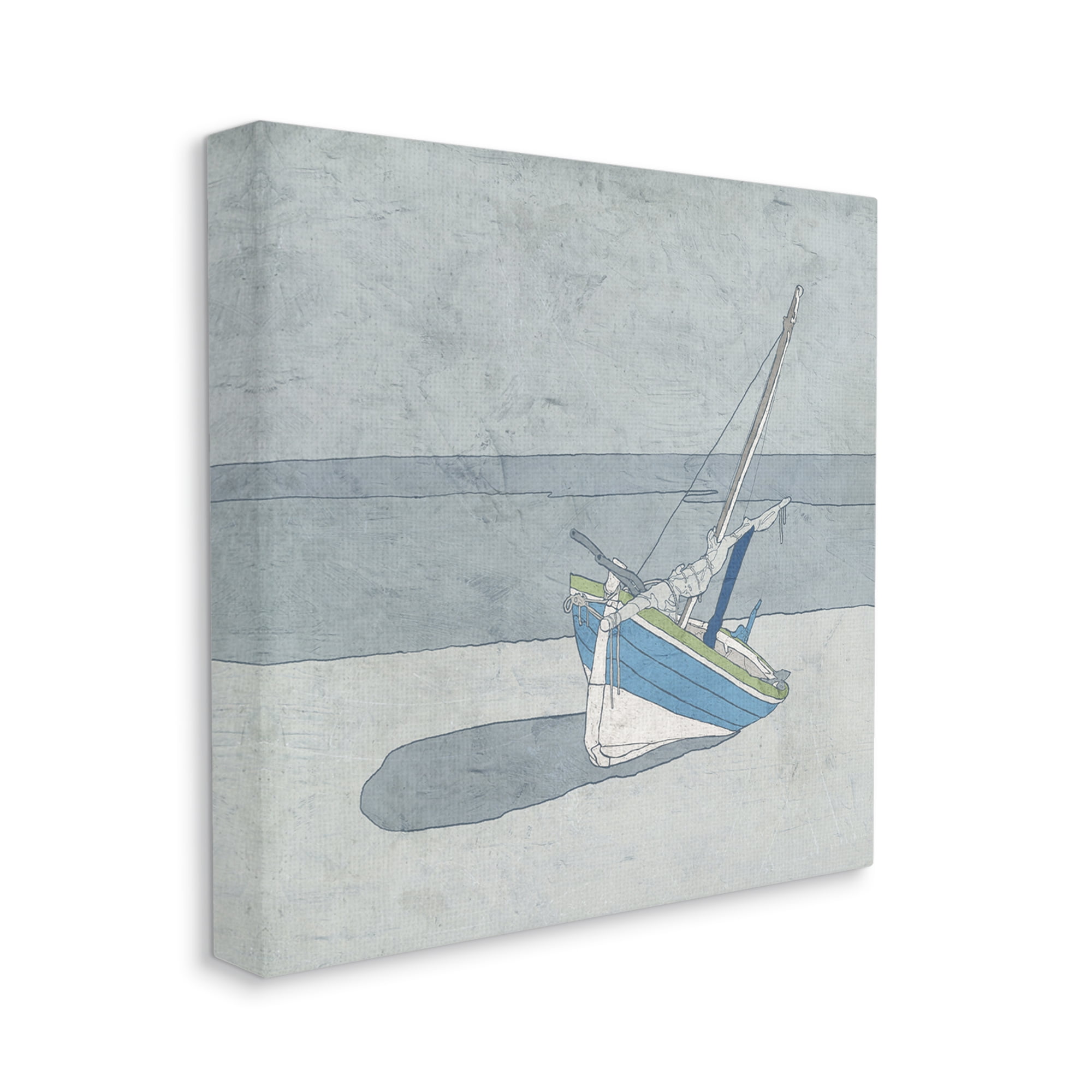 Stupell Industries Sailboat at Beach Coast Muted Nautical Ship, 36 x 36, Designed by Ynon Mabat