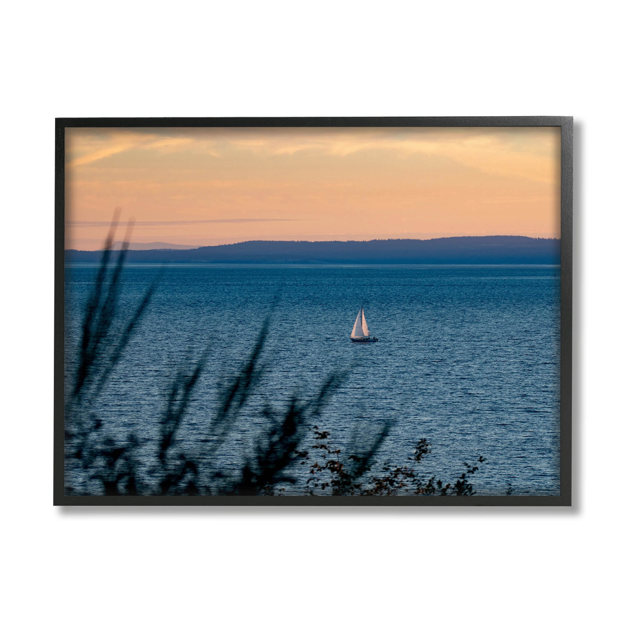 Stupell Industries Sailboat at Sunrise Horizon Photograph Black Framed Art Print Wall Art, Design by Lil' Rue