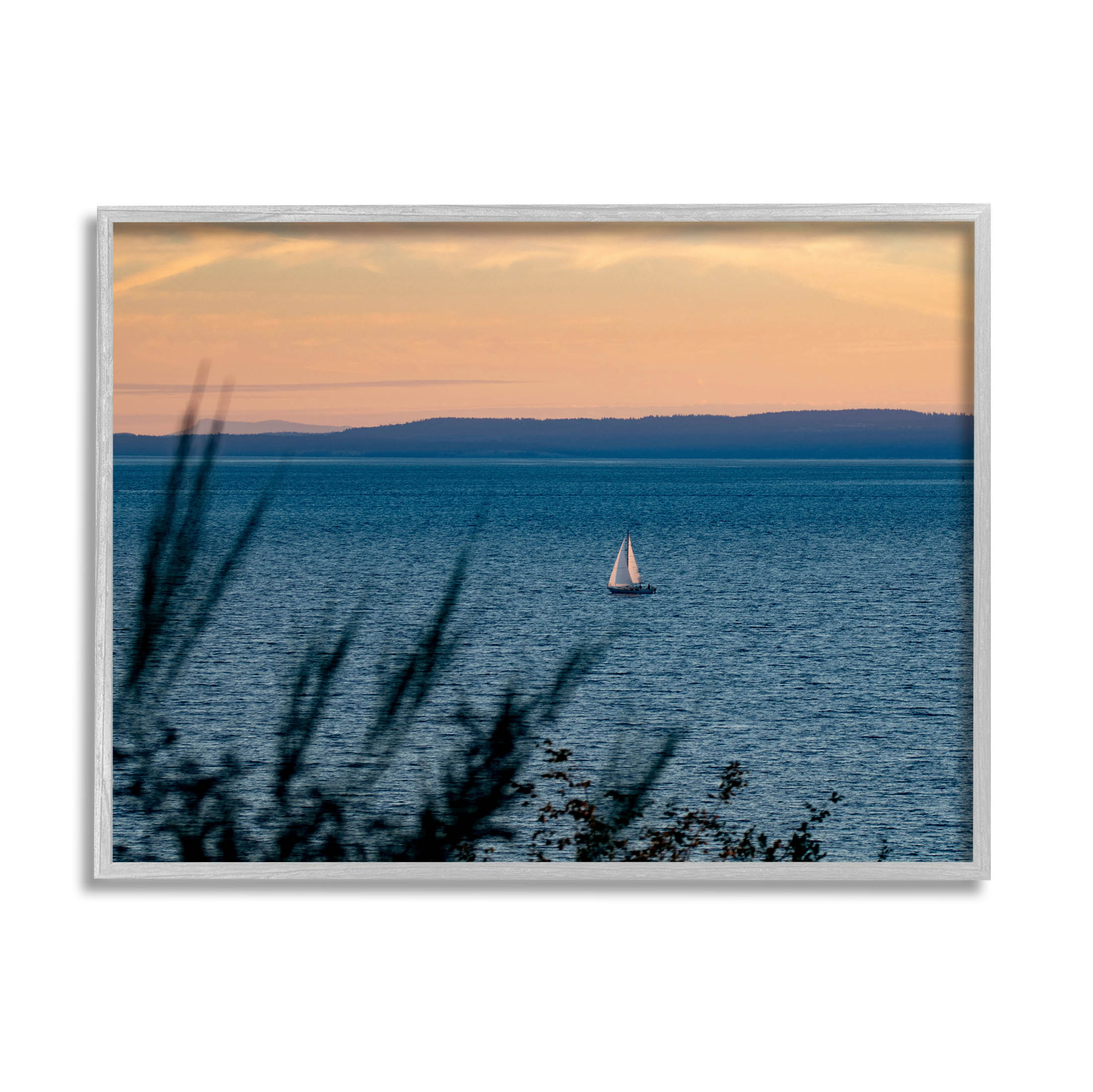 Stupell Industries Sailboat at Sunrise Horizon Photograph Gray Framed Art Print Wall Art, Design by Lil' Rue