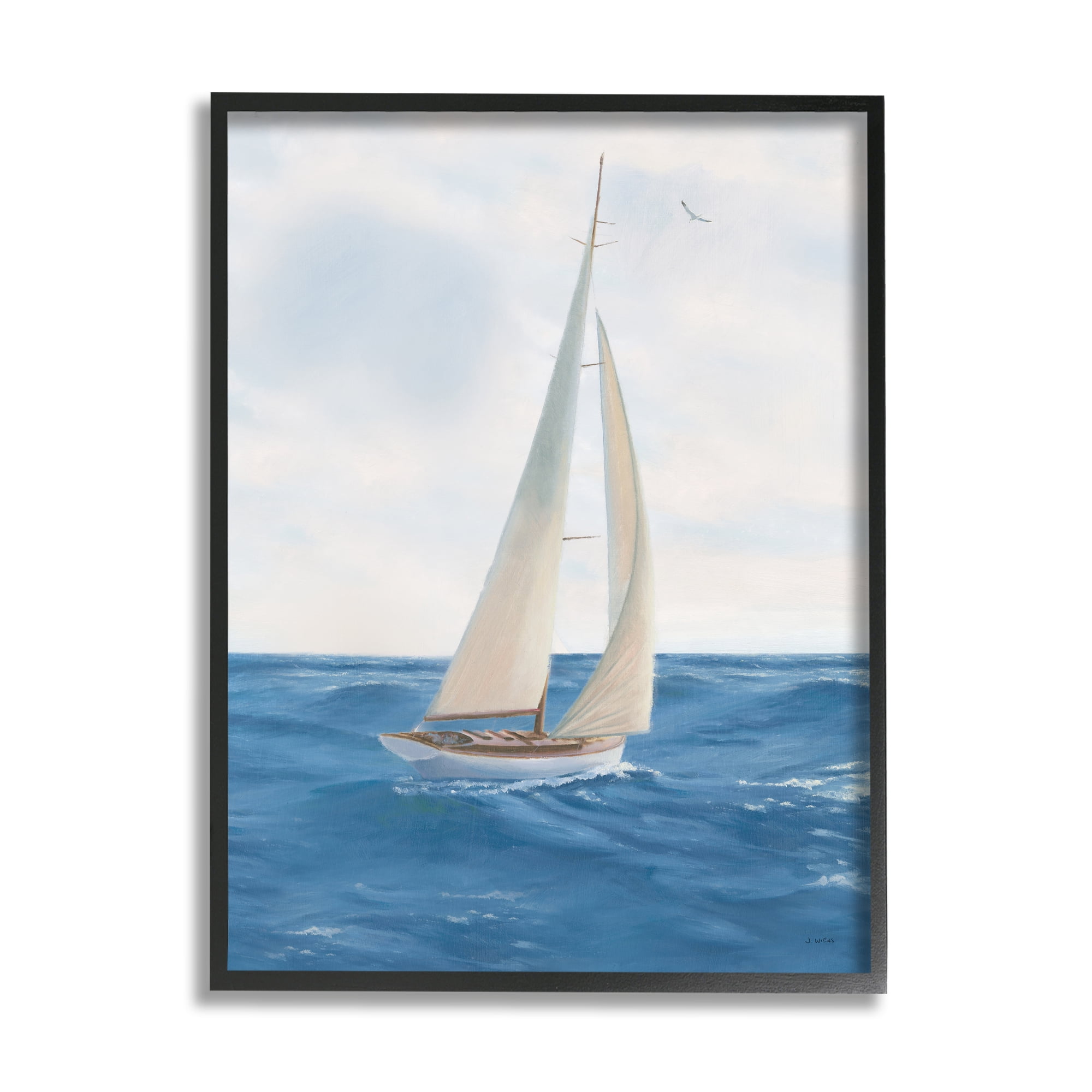 Stupell Industries Sailboat in Ocean Waves Transportation Painting ...