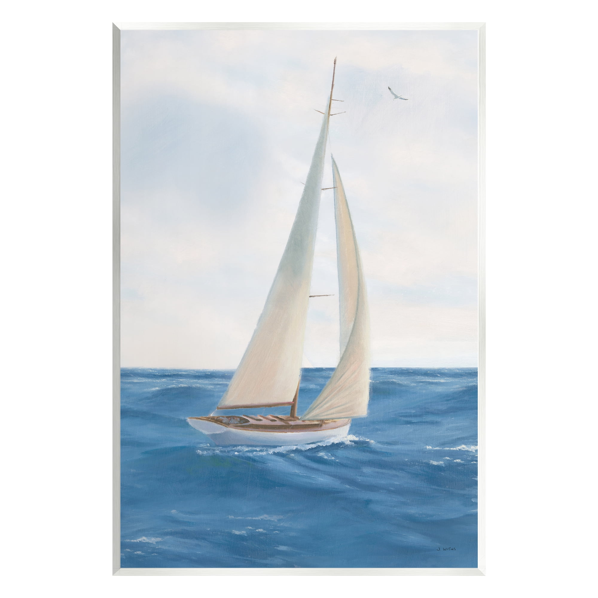 Stupell Industries Sailboat in Ocean Waves Transportation Painting Unframed Art Print Wall Art, 10 x 15