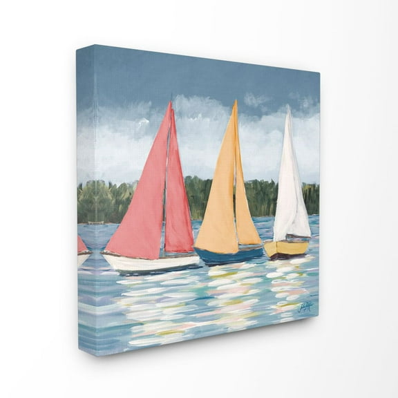 Stupell Industries Sailboats Beach Ocean Coast Painting XL Canvas Wall Art by Julie DeRice