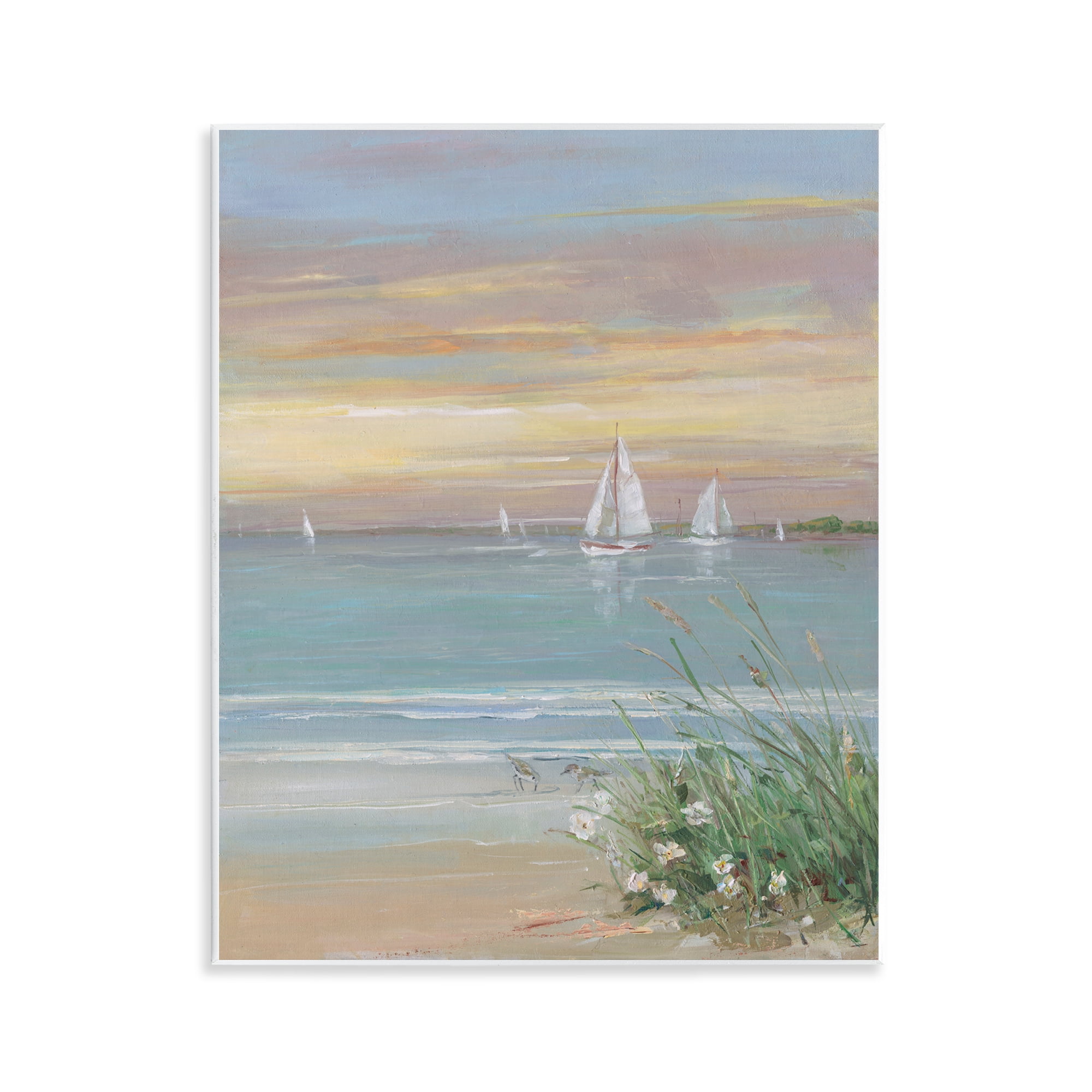 Stupell Industries Sailboats Beyond Sandy Shore Wall Plaque Art, design by Sally Swatland