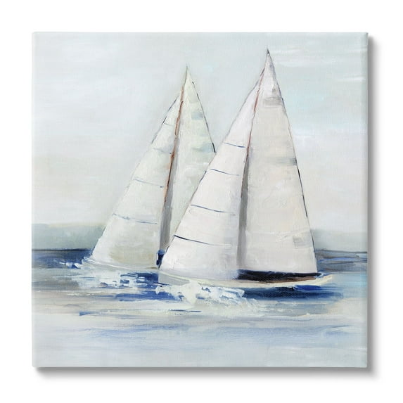 Stupell Industries Sailboats Coastal Waves Splashing Coastal Painting Gallery Wrapped Canvas Print Wall Art