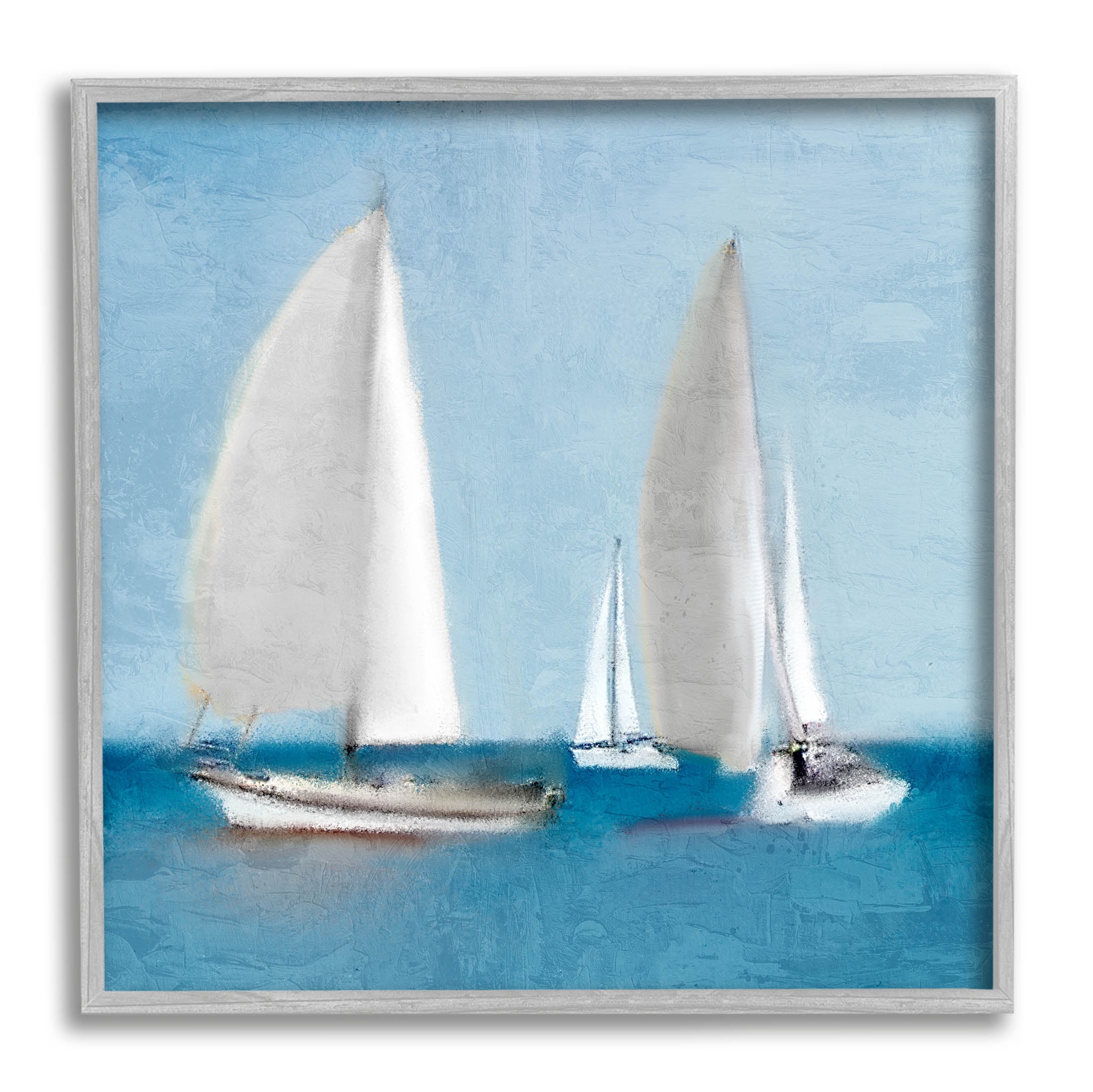 Stupell Industries Sailboats Drifting Nautical Ocean Scene Graphic Art Gray Framed Art Print Wall Art, Design by Kim Allen