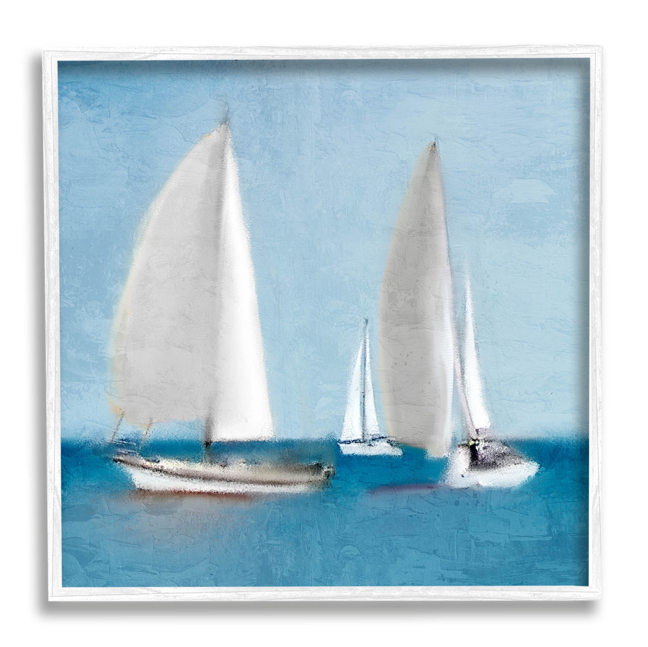 Stupell Industries Sailboats Drifting Nautical Ocean Scene Graphic Art White Framed Art Print Wall Art, Design by Kim Allen