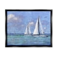 thumbnail image 1 of Stupell Industries Sailboats Drifting Vivid Blue Sky Painting Jet Black Floating Framed Canvas Print Wall Art, Design by Nina Blue, 1 of 6