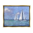 thumbnail image 1 of Stupell Industries Sailboats Drifting Vivid Blue Sky Painting Metallic Gold Floating Framed Canvas Print Wall Art, Design by Nina Blue, 1 of 8