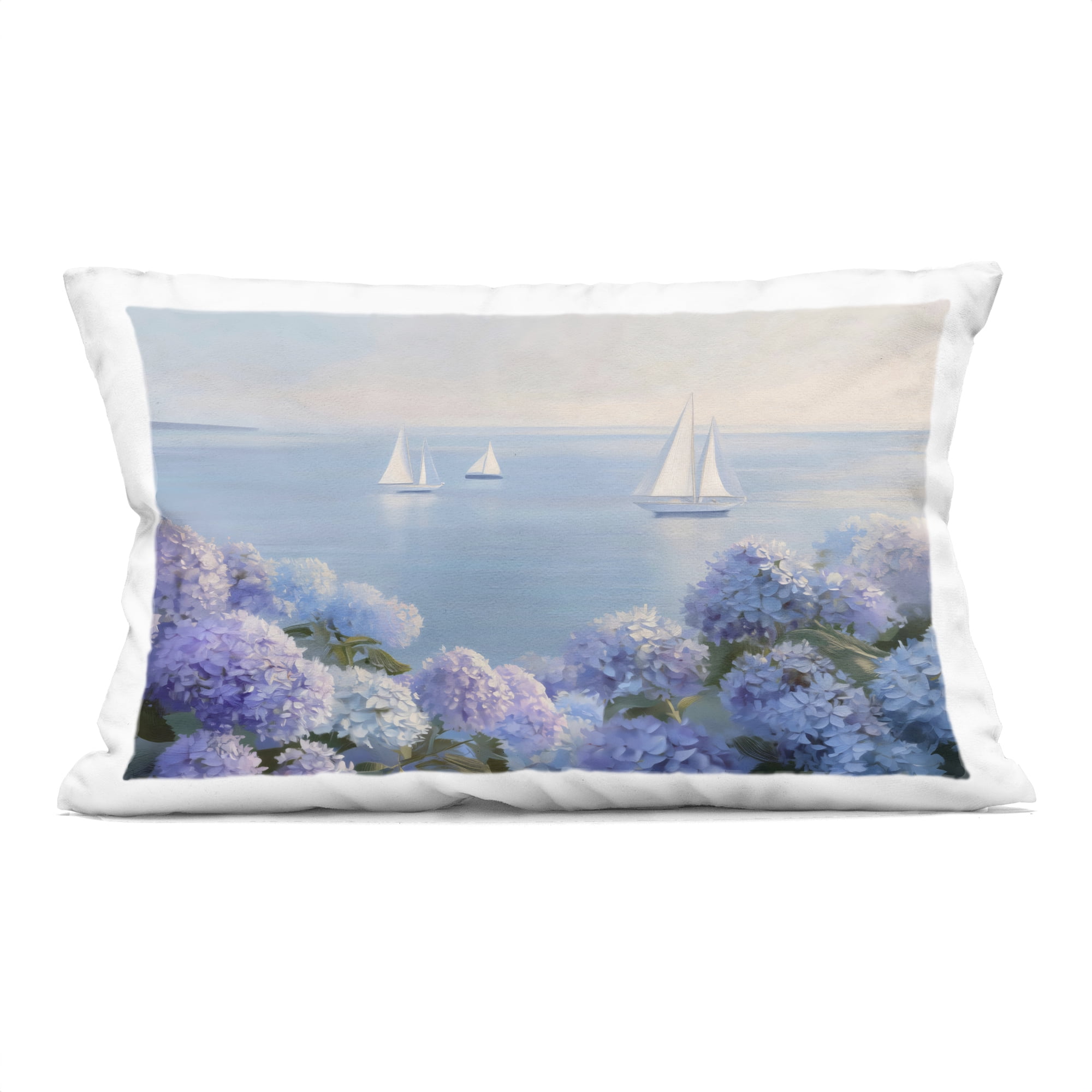 Stupell Industries Sailboats & Hydrangeas at Sea Decorative Printed Throw Pillow, design by LSR Design Studio, 14 x 7 x 20