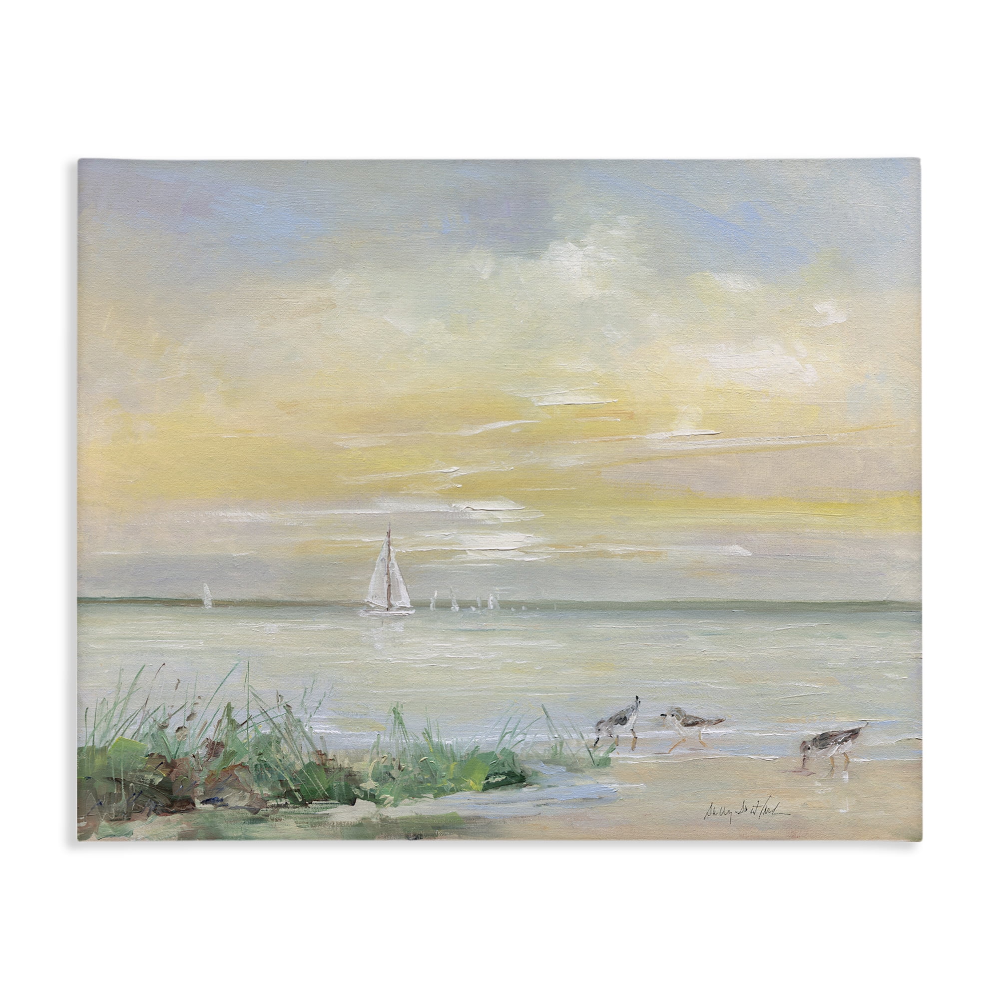 Stupell Industries Sailboats & Sanderlings Shore Canvas Wall Art, design by Sally Swatland