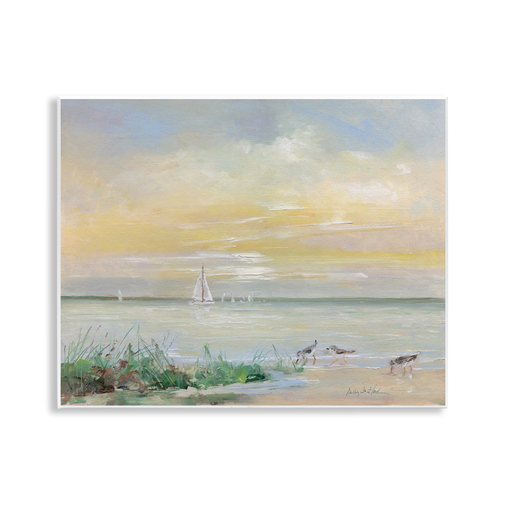 Stupell Industries Sailboats & Sanderlings Shore Wall Plaque Art, design by Sally Swatland