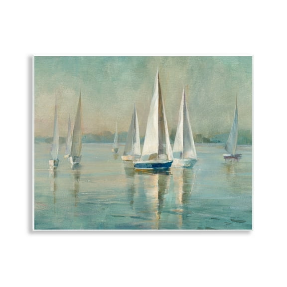 Stupell Industries Sailboats at Sunrise Nautical & Beach Painting Unframed Art Print Wall Art, 14 x 11