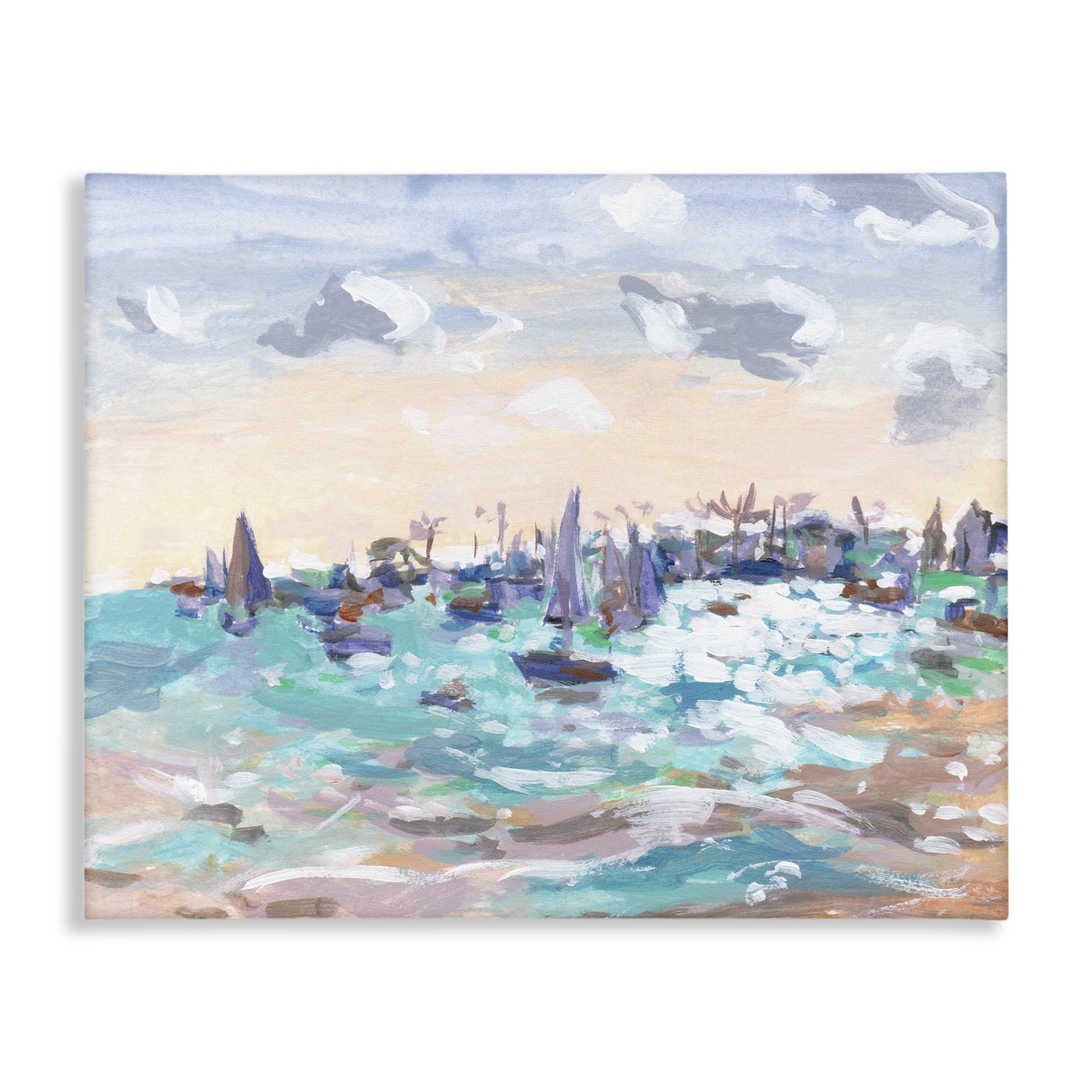 Stupell Industries Sailboats in Rushing Waves Nautical & Beach Painting Wrapped Canvas Art Print Wall Art, 30 x 24