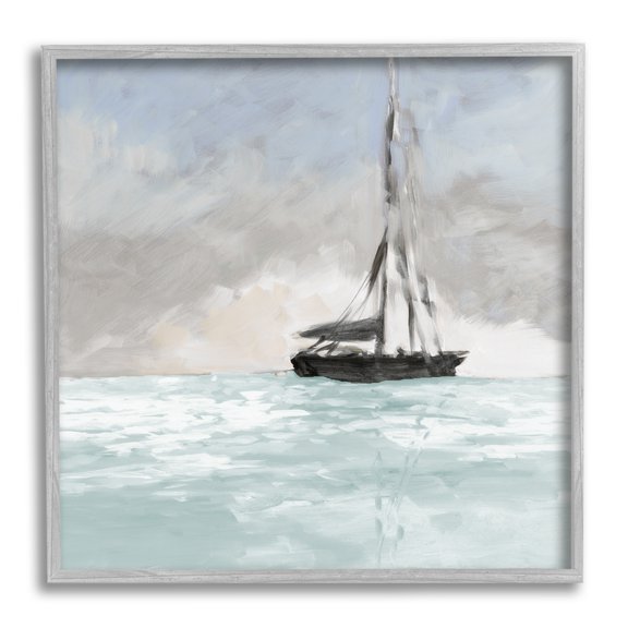 Stupell Industries Sailing Boat Navigating Gloomy Skies Icy Seas Outdoors,12 x 12, Design by Jane Slivka