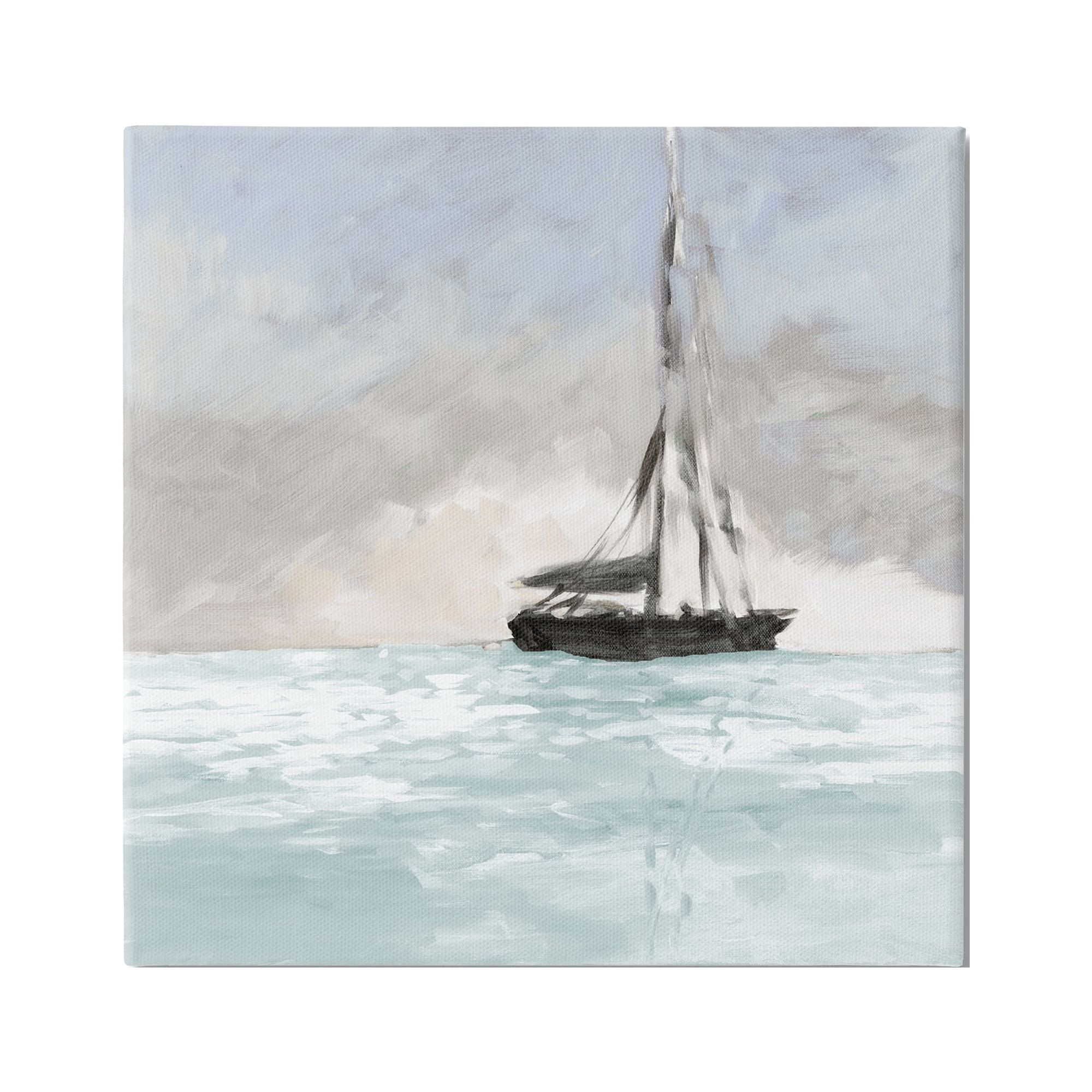Stupell Industries Sailing Boat Navigating Gloomy Skies Icy Seas Outdoors,17 x 17, Design by Jane Slivka