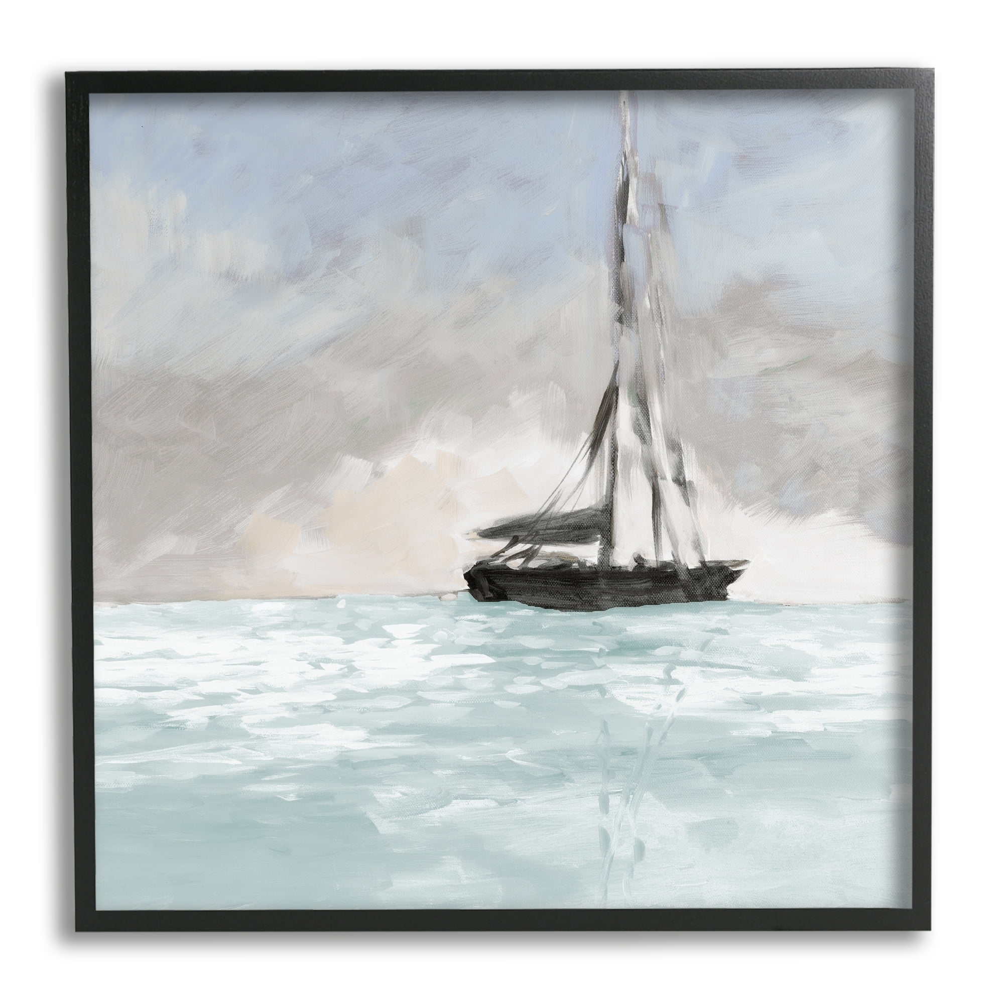 Stupell Industries Sailing Boat Navigating Gloomy Skies Icy Seas Outdoors,17 x 30, Design by Jane Slivka
