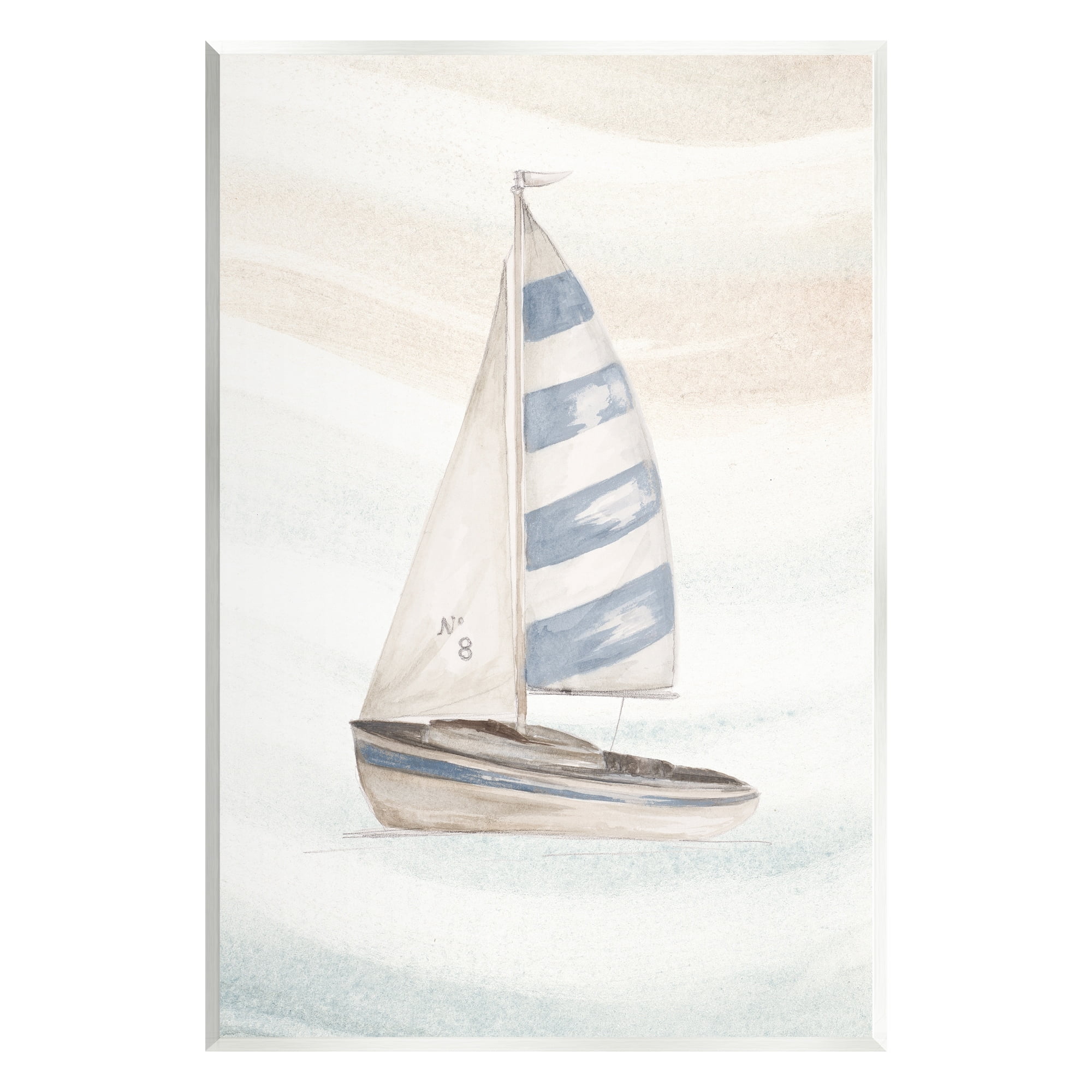 Stupell Industries Sailing Calm Ocean Waves Lone Boat Drifting Graphic Art Unframed Art Print Wall Art, Design by Patricia Pinto