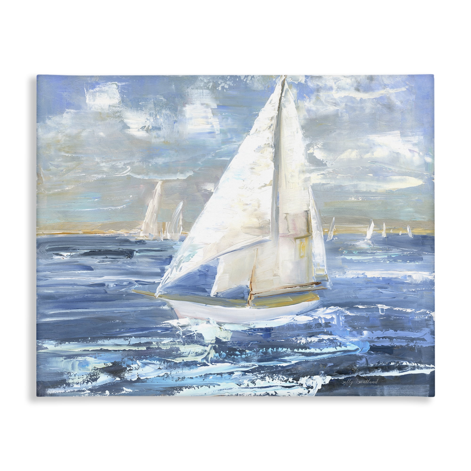 Stupell Industries Sailing Choppy Waves Nautical & Beach Painting Wrapped Canvas Art Print Wall Art, 20 x 16