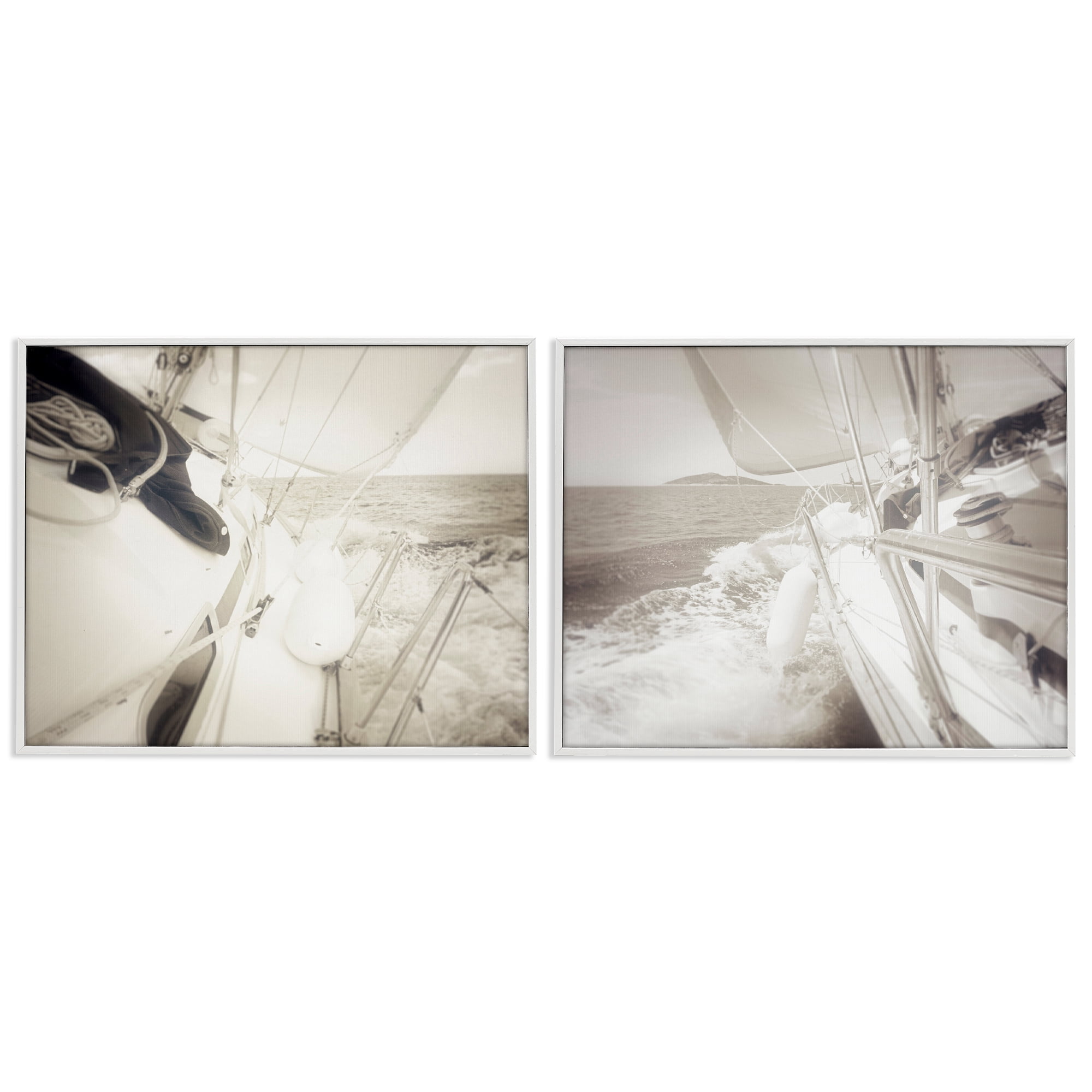 Stupell Industries Sailing Clear Summer Day Nautical & Beach Photography White Framed Art Print Wall Art, 30 x 24, Set of 2
