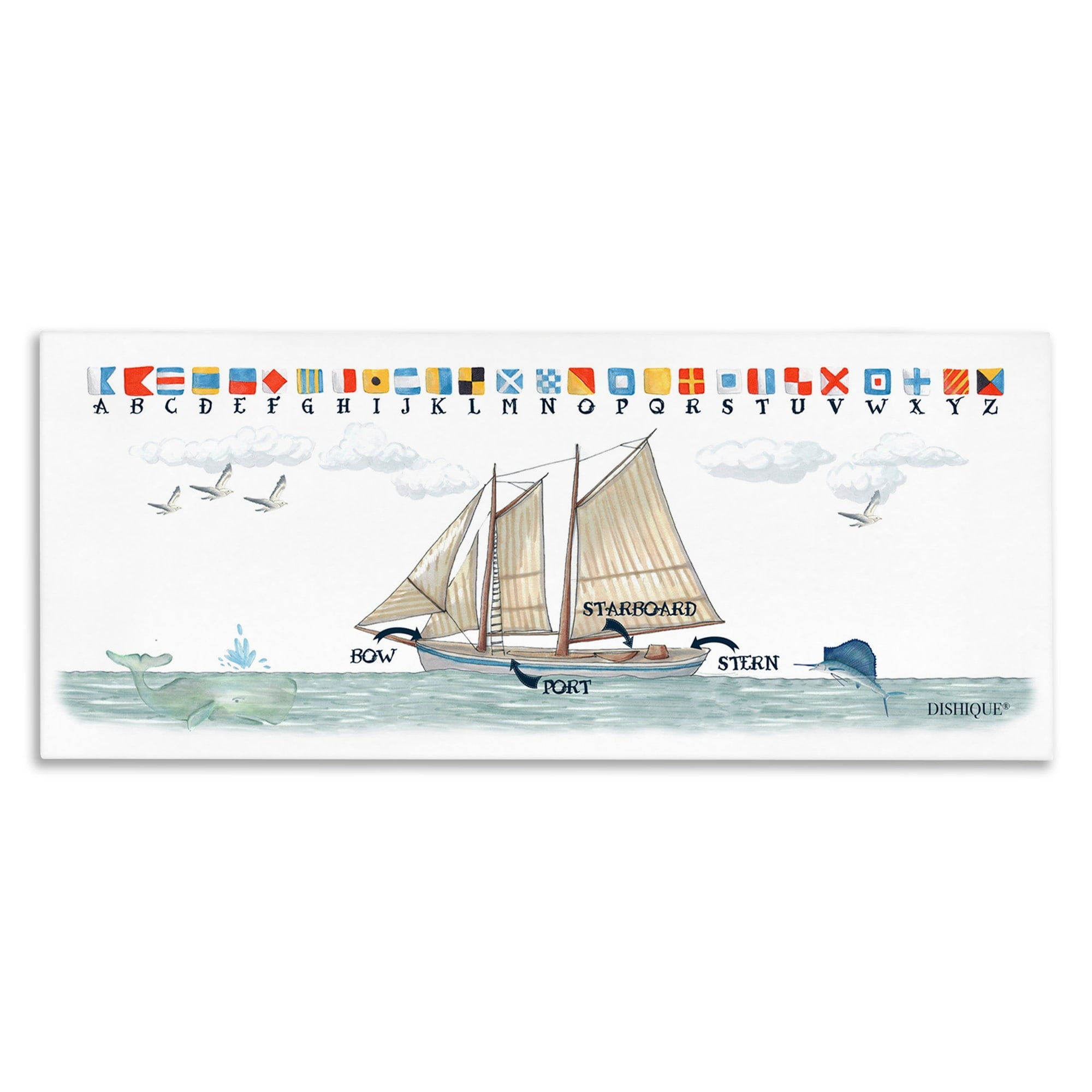 Stupell Industries Sailing Flags Educational Sailboat Structure Boating Diagram Graphic Art Gallery Wrapped Canvas Print Wall Art, Design by Dishique