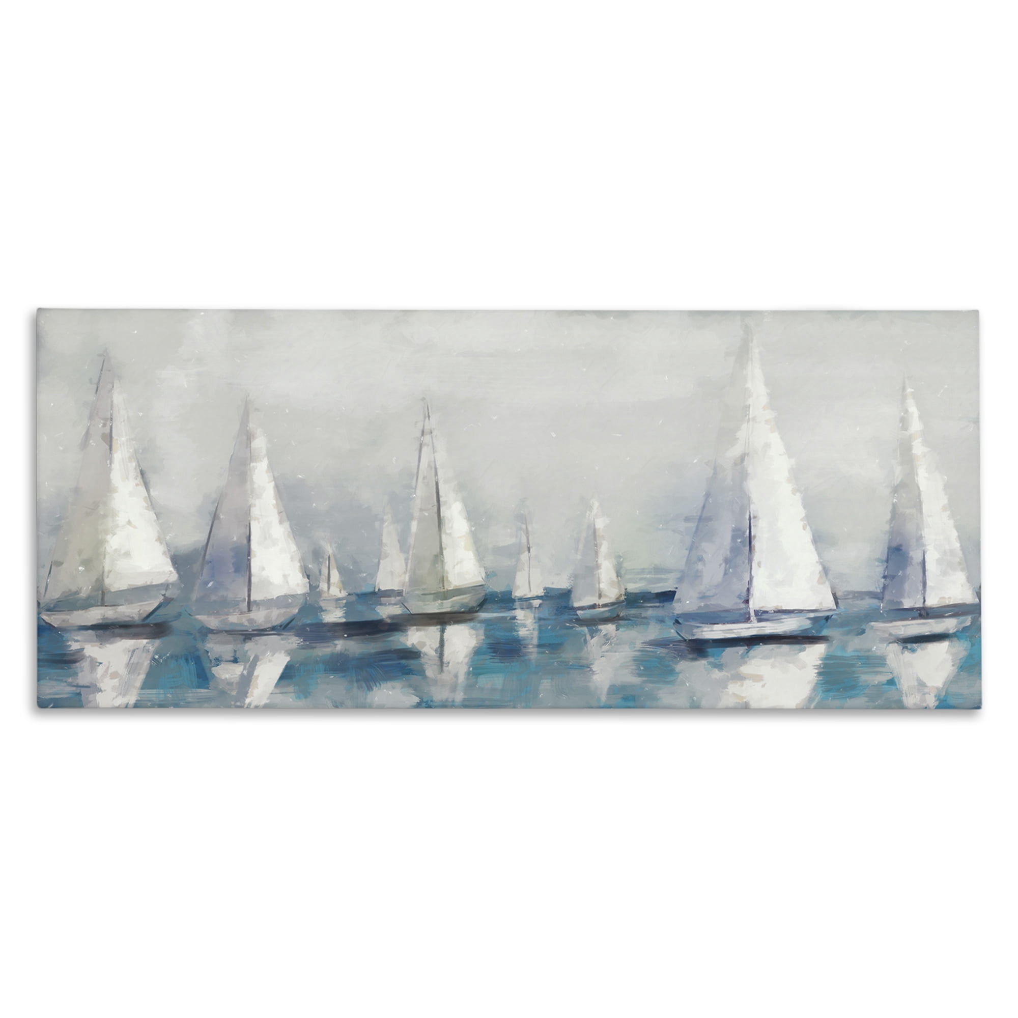 Stupell Industries Sailing Fleet Boats Transportation Painting Gallery Wrapped Canvas Art Print Wall Art, 40 x 17