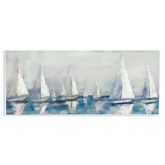 Stupell Industries Sailing Fleet Boats Transportation Painting Unframed Art Print Wall Art, 17 x 7