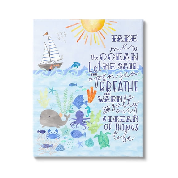Stupell Industries Sailing Lover Nautical Quote Saying Sea Life Underwater , 24 x 30, Design by Erica Billups