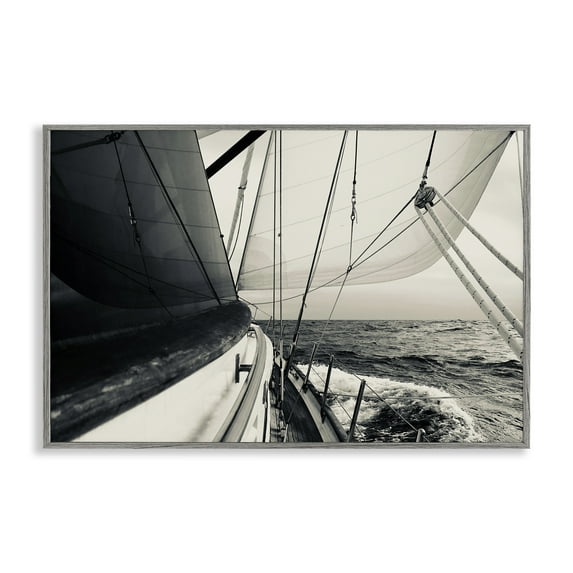 Stupell Industries Sailing The Sea View Transportation Photography Gray Framed Art Print Wall Art, 24 x 16