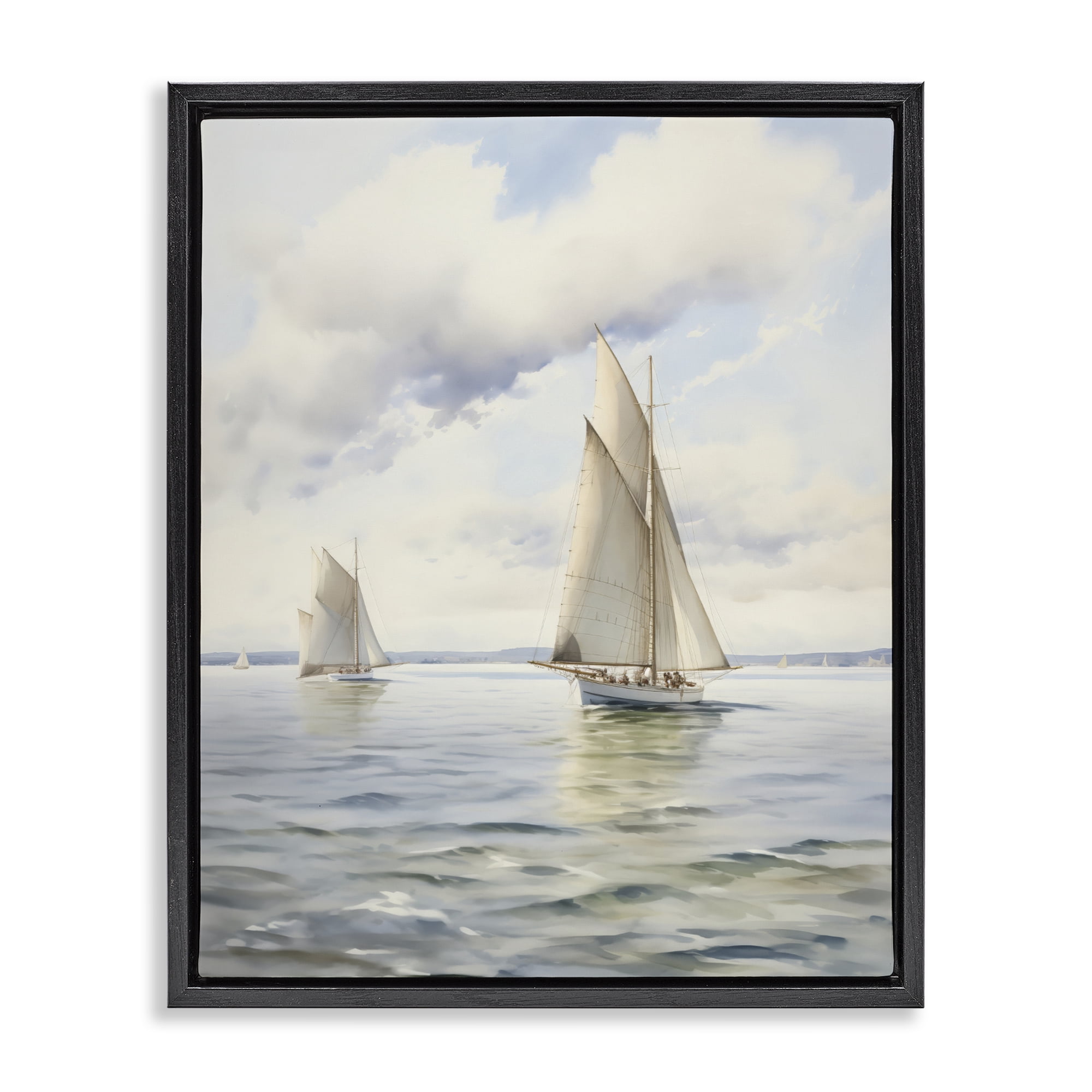Stupell Industries Sailing Toward a Tranquil Horizon Black Framed Floater Canvas Wall Art, design by LSR Design Studio