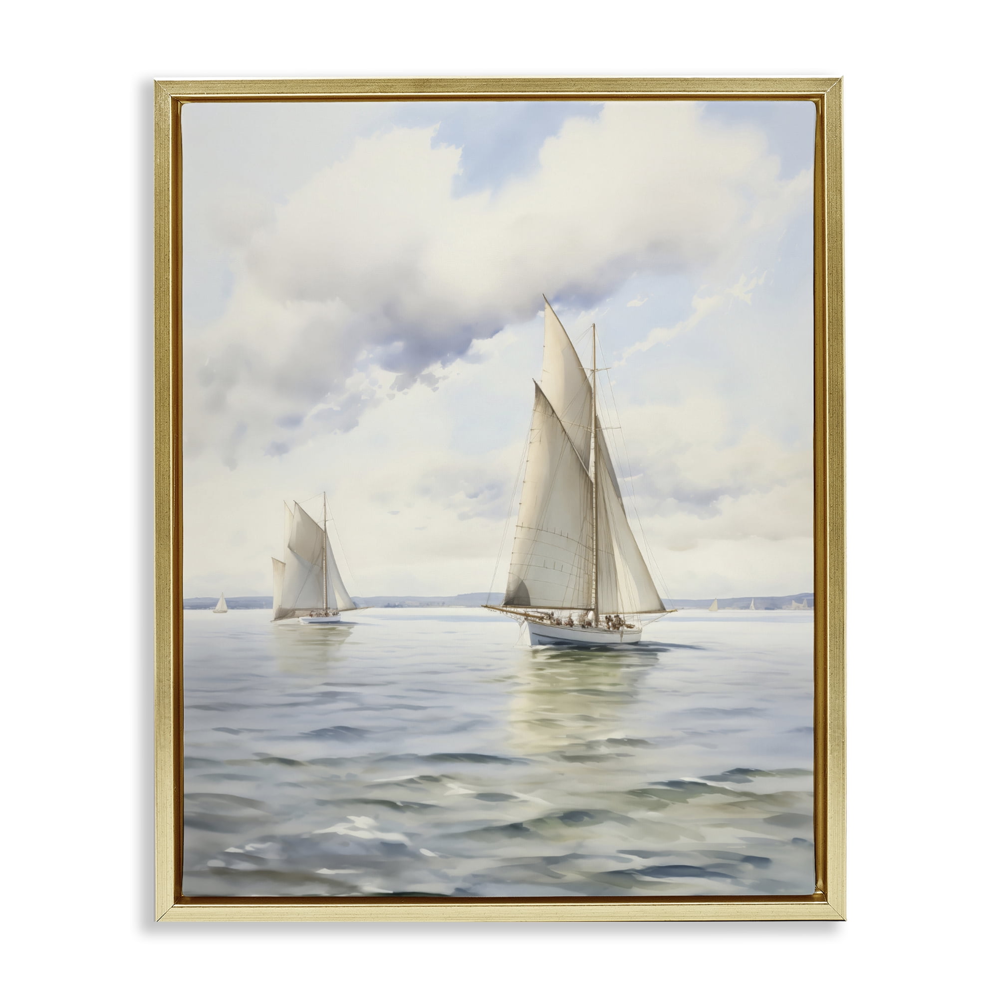 Stupell Industries Sailing Toward a Tranquil Horizon Gold Framed Floater Canvas Wall Art, design by LSR Design Studio