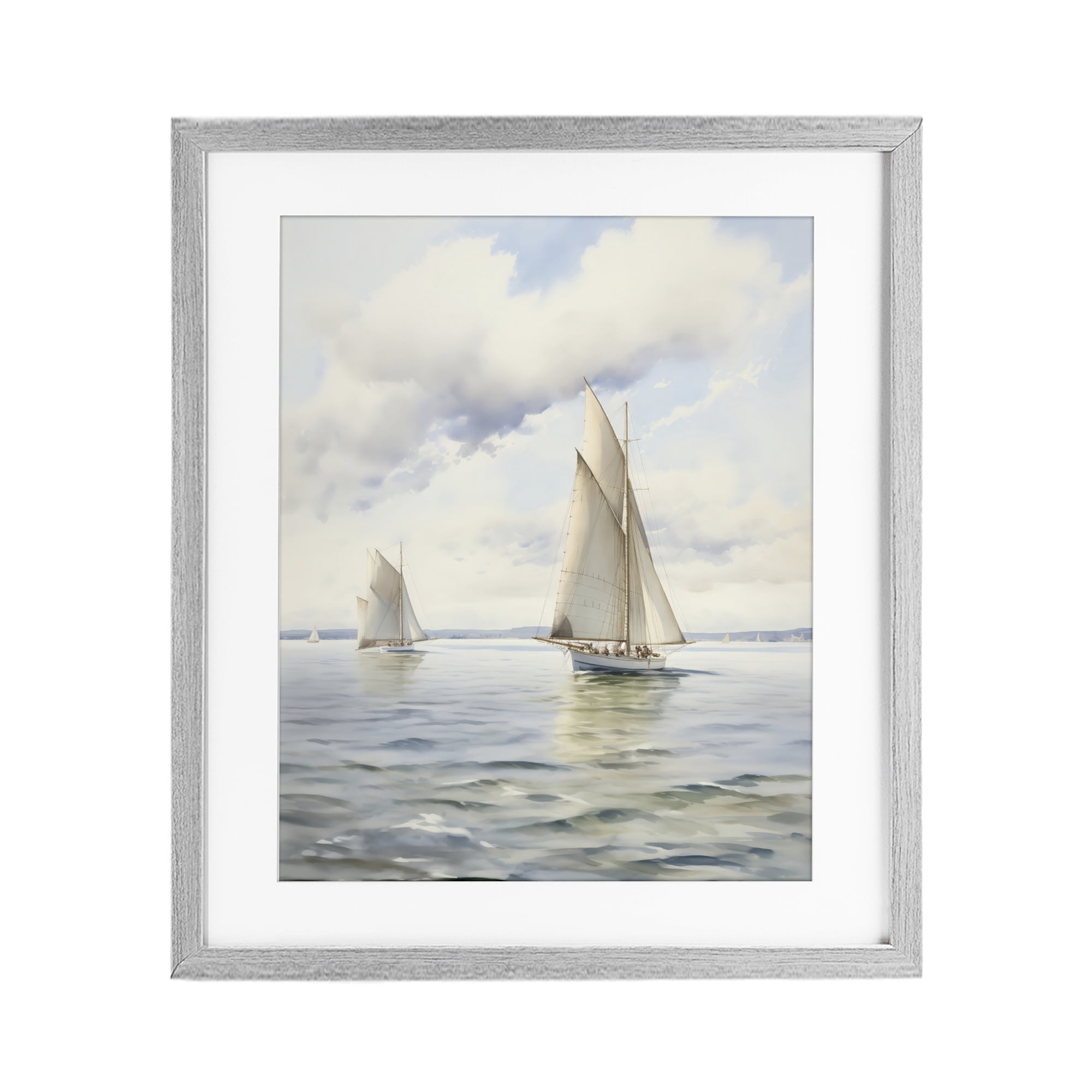 Stupell Industries Sailing Toward a Tranquil Horizon Gray Framed Print Under Glass, design by LSR Design Studio