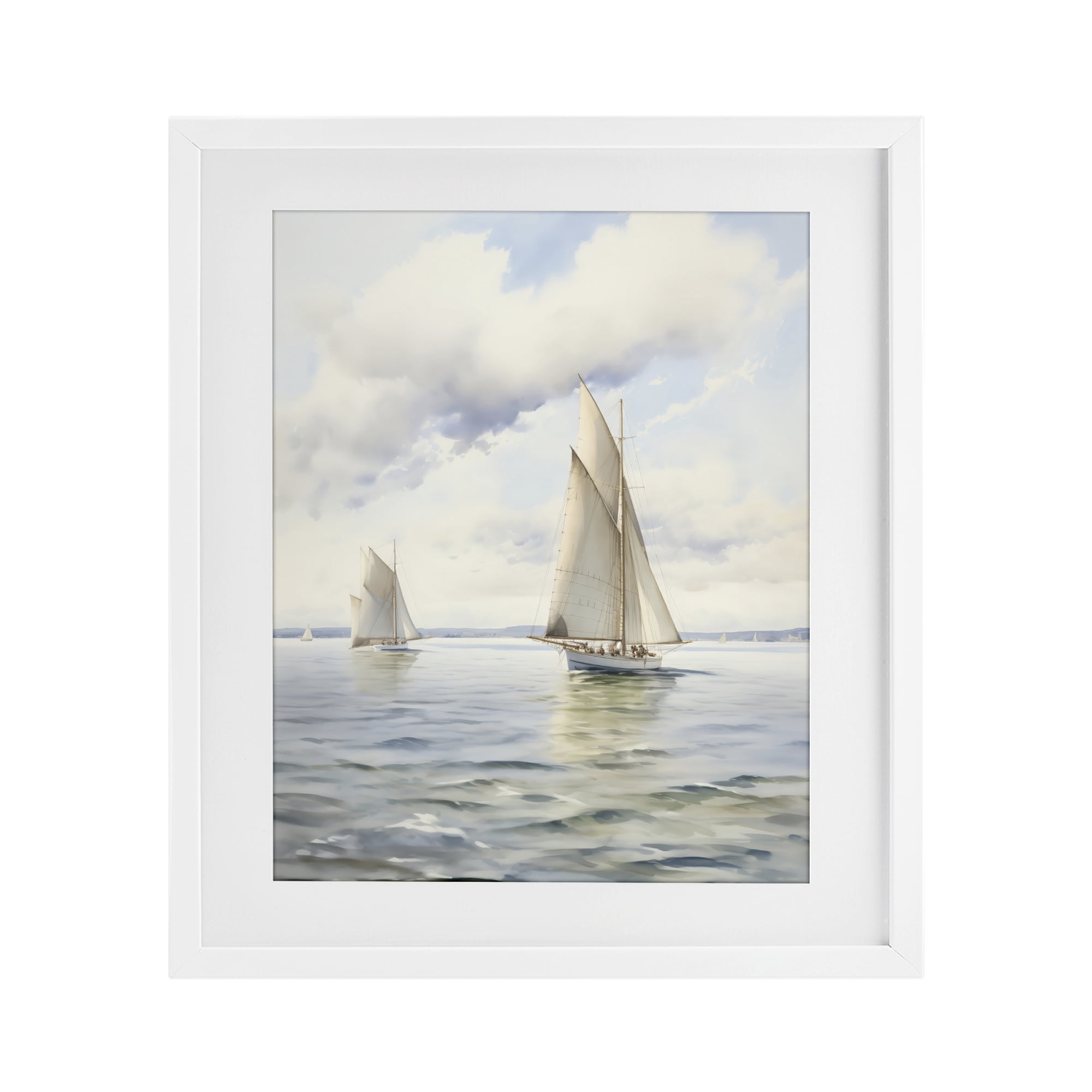 Stupell Industries Sailing Toward a Tranquil Horizon White Framed Print Under Glass, design by LSR Design Studio