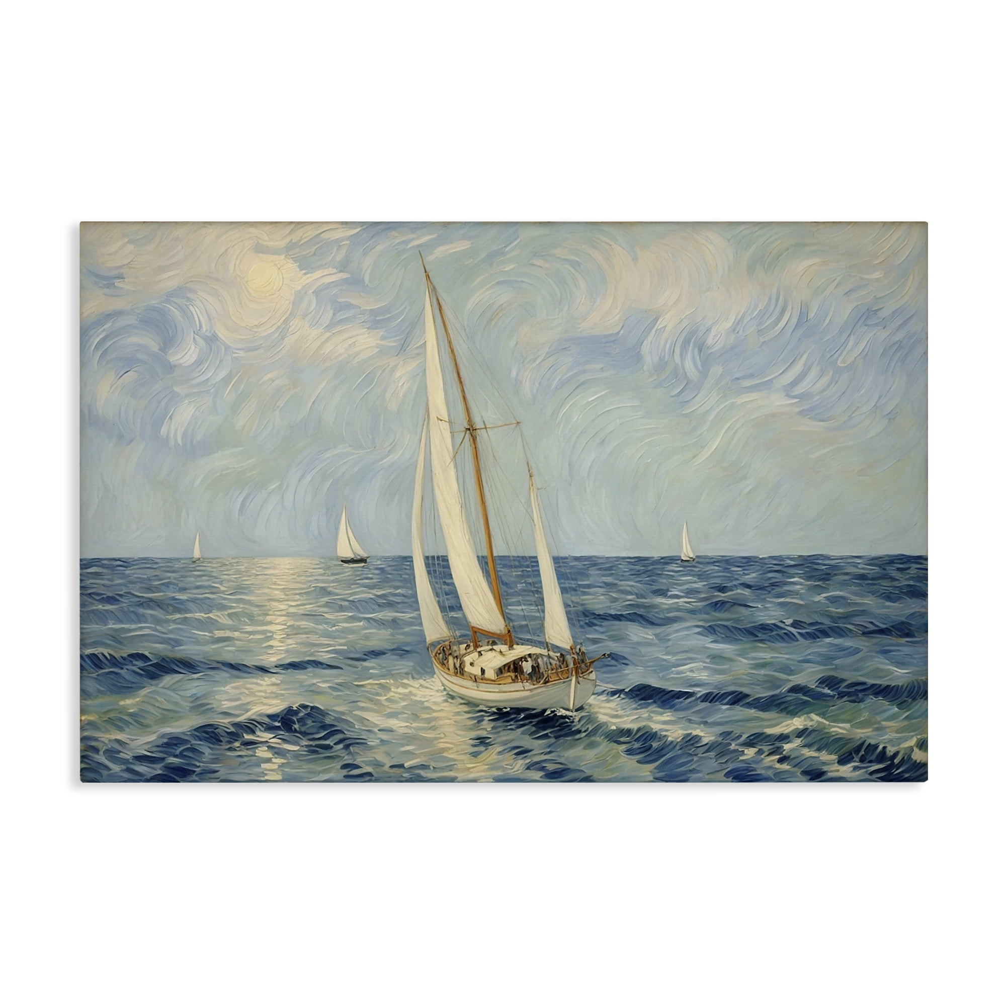 Stupell Industries Sailing Yacht on Blue Sea Canvas Wall Art, design by Angie Hawke
