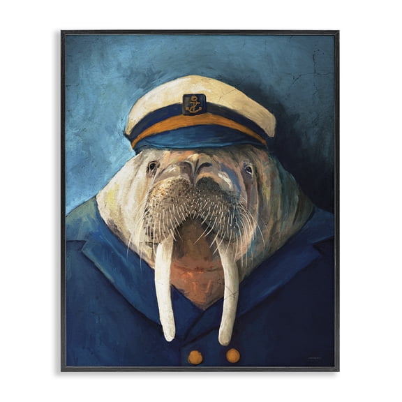 Stupell Industries Eclectic Sailor Captain Walrus Black Framed Giclee Art, 24 x 30, by Kamdon Kreations