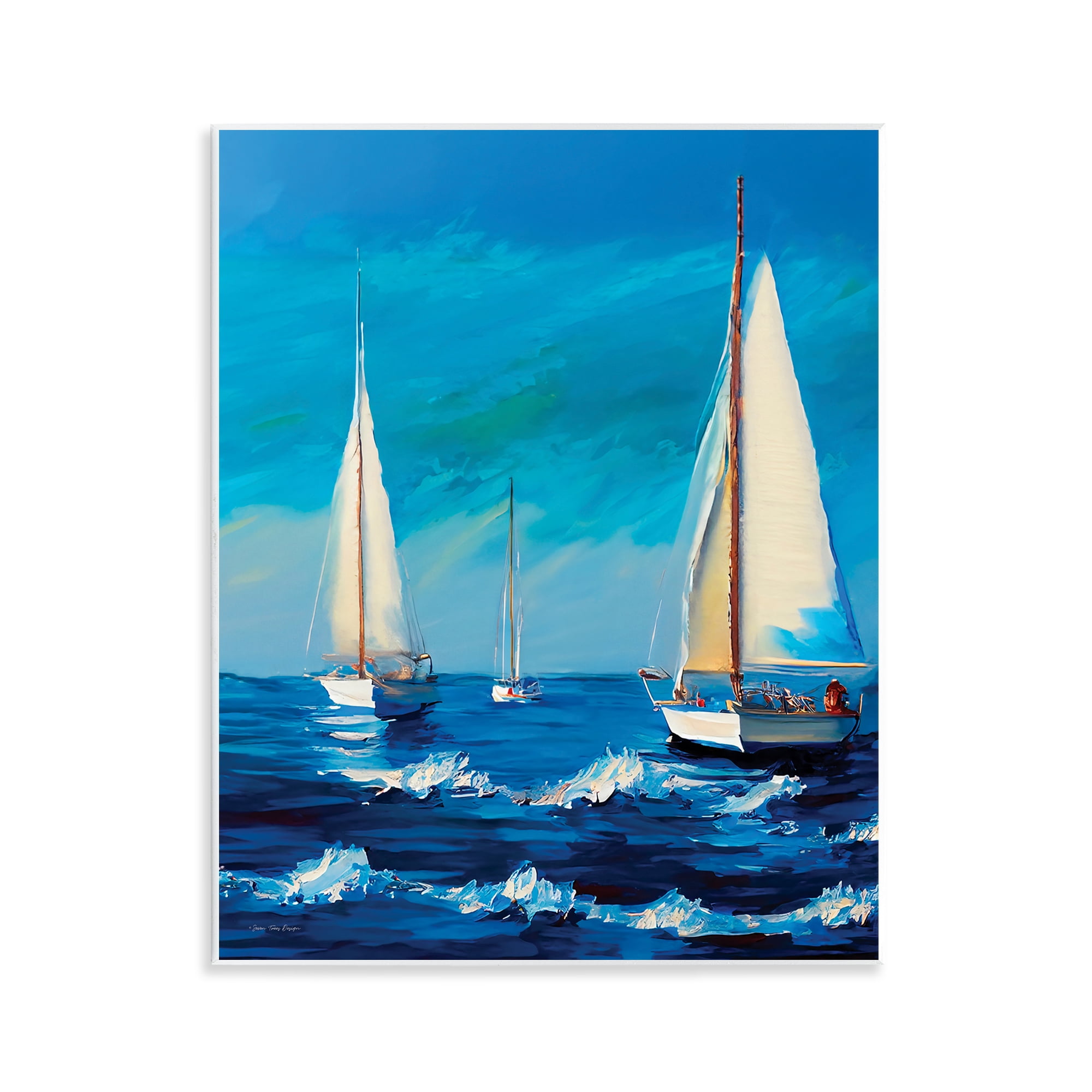 Stupell Industries Sailors on Ebbing Tide Nautical & Beach Painting Unframed Art Print Wall Art, 11 x 14