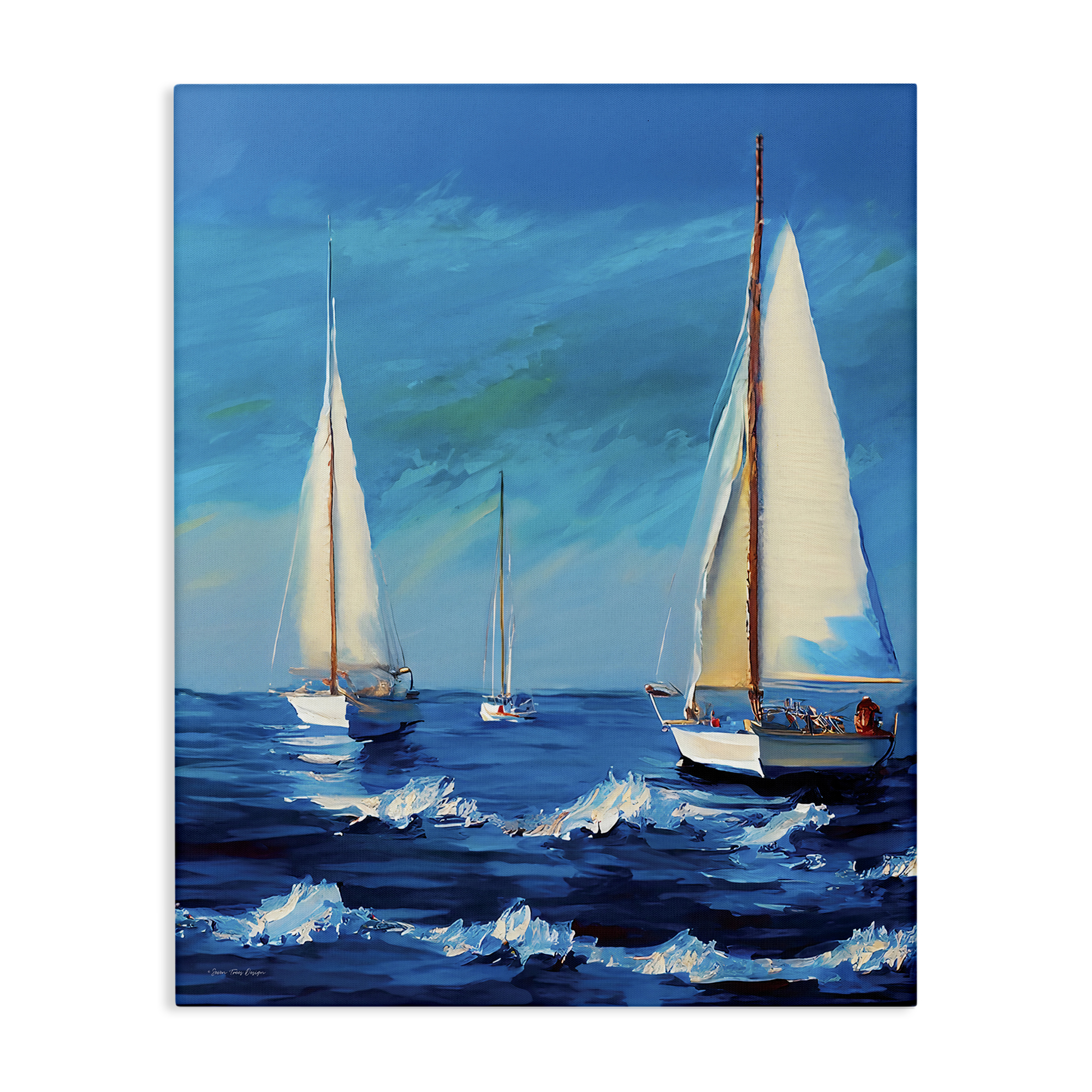 Stupell Industries Sailors on Ebbing Tide Nautical & Beach Painting Wrapped Canvas Art Print Wall Art, 24 x 30