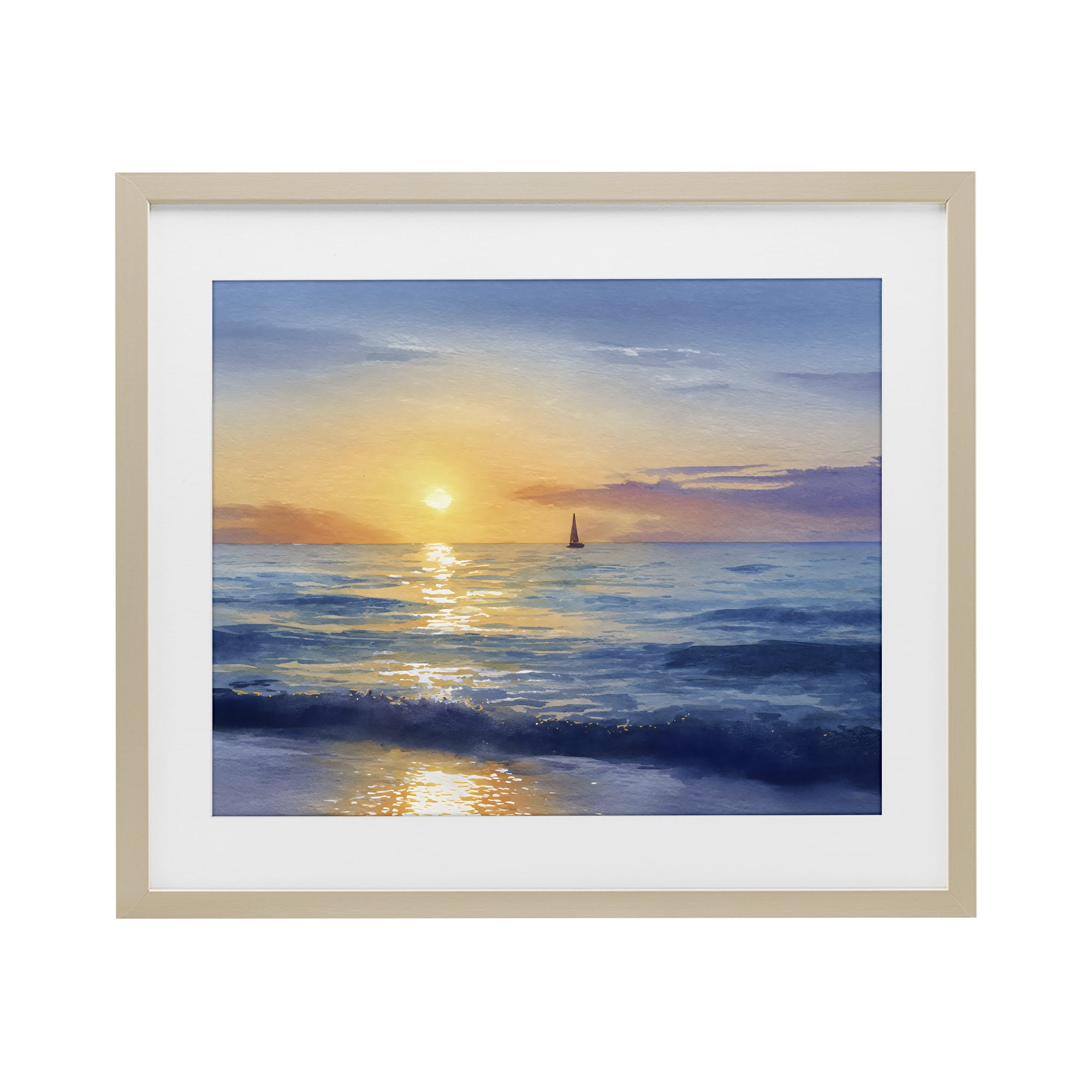 Stupell Industries Sails To The Sun At Sea Birch Framed Print Under Glass, design by Franklyn Gregory