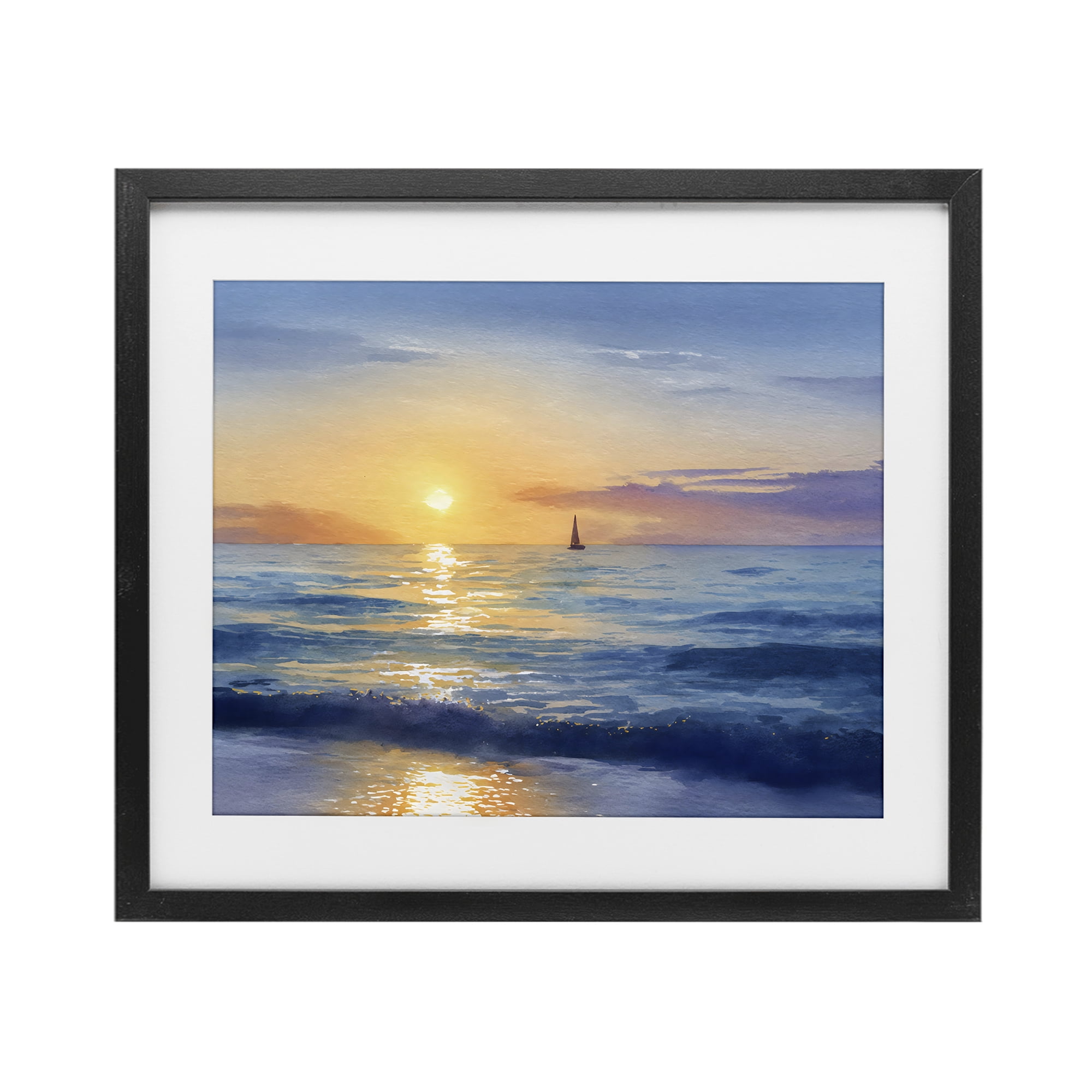 Stupell Industries Sails To The Sun At Sea Black Framed Print Under Glass, design by Franklyn Gregory