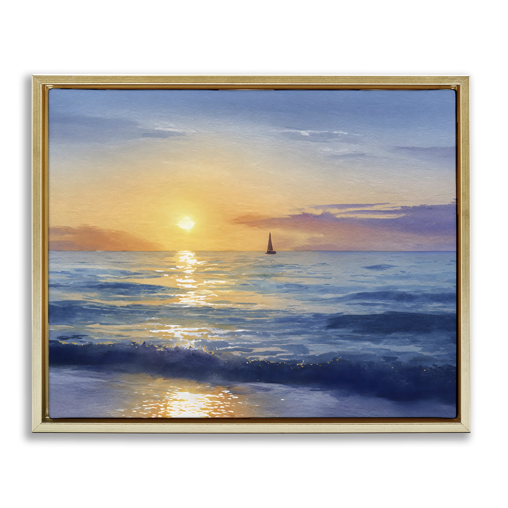 Stupell Industries Sails To The Sun At Sea Gold Framed Floater Canvas Wall Art, design by Franklyn Gregory